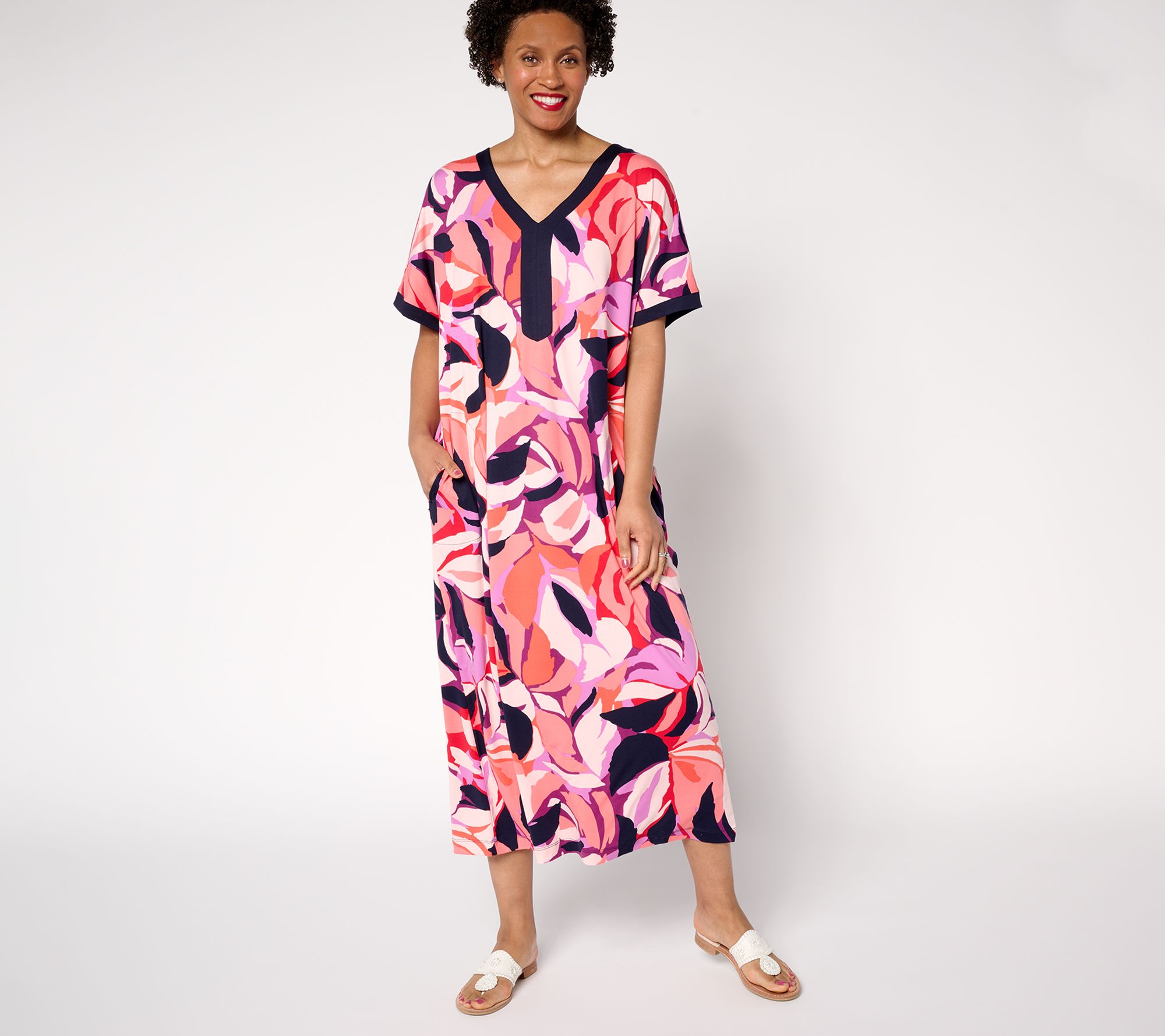 Stan Herman Palm Paradise Peached Jersey Caftan