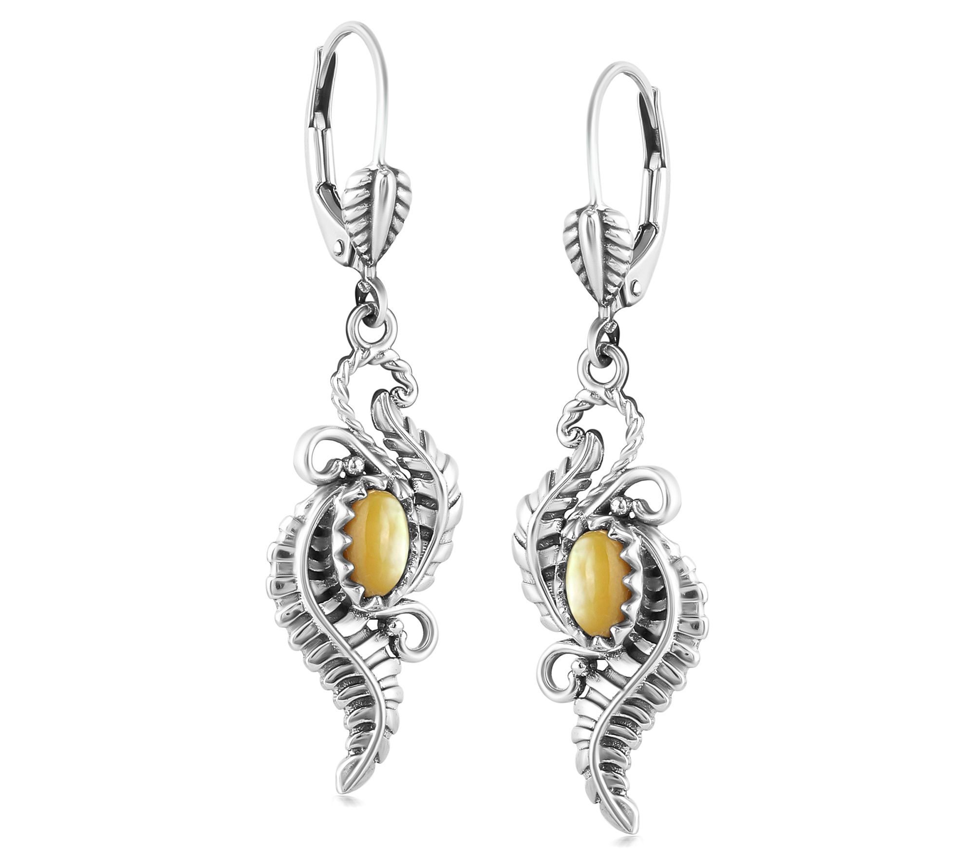 American West Sterling Vine & Leaf Gemstone Earrings