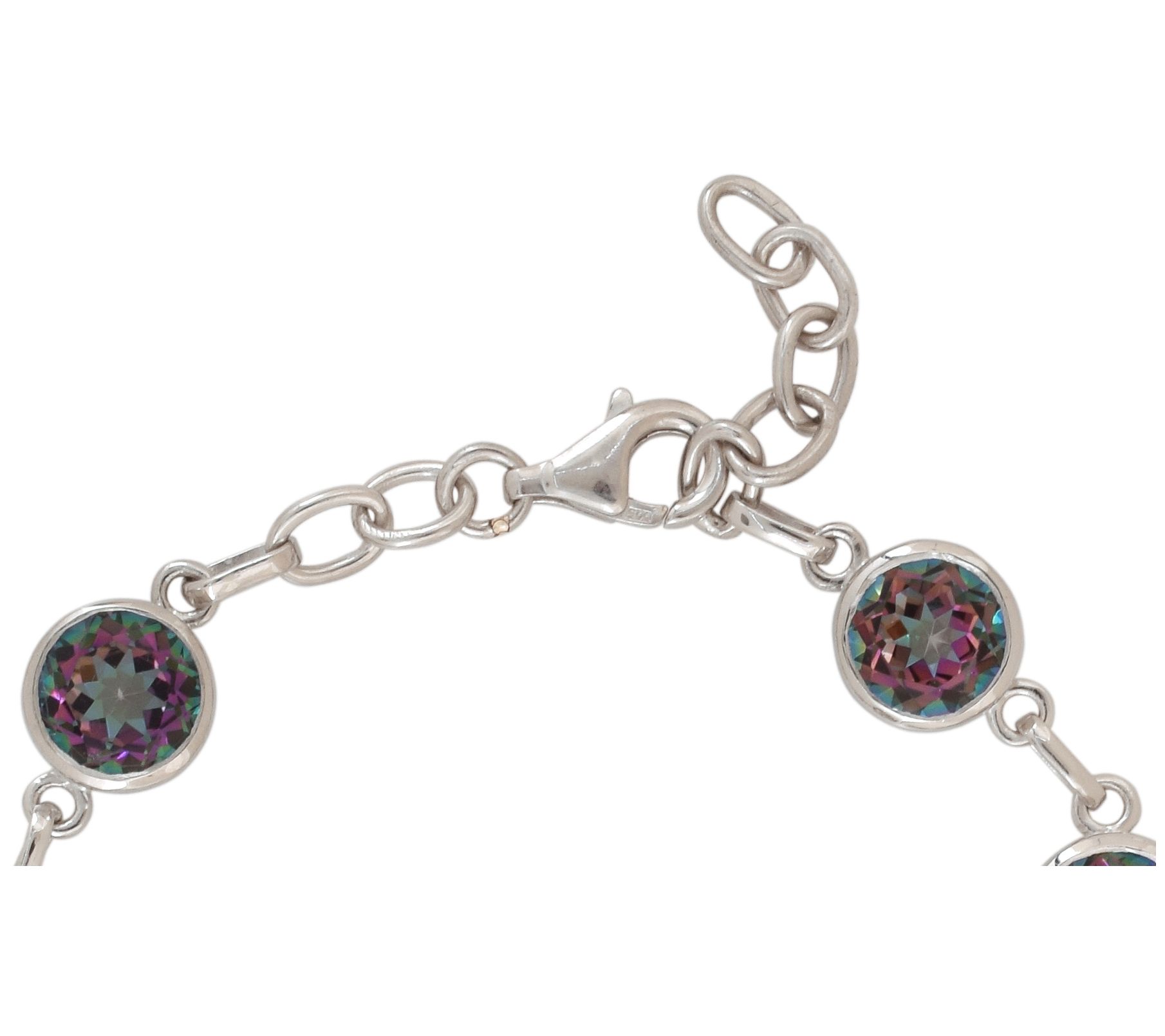 Affinity Gems Green Coated Quartz Station Bracelet, Sterling