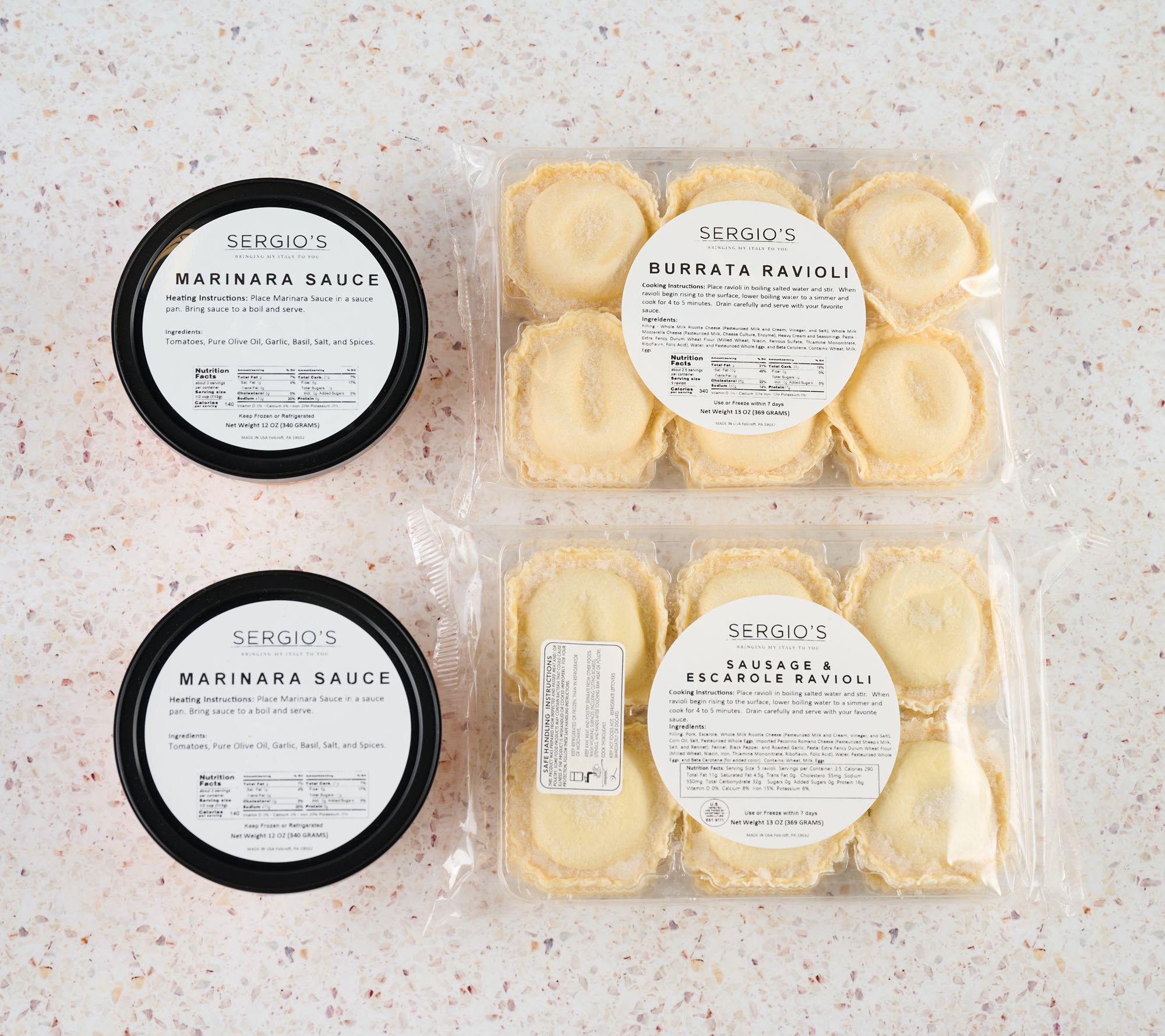 Sergio's 24-ct Burrata or Sausage Ravioli w/Sauce Auto-Delivery