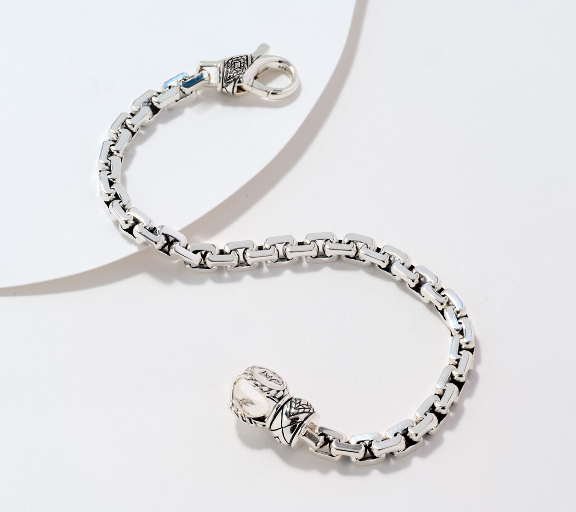 JAI x Alberti Sterling Silver Mirror Cut 6.0mm Box Chain Bracelet, 21g