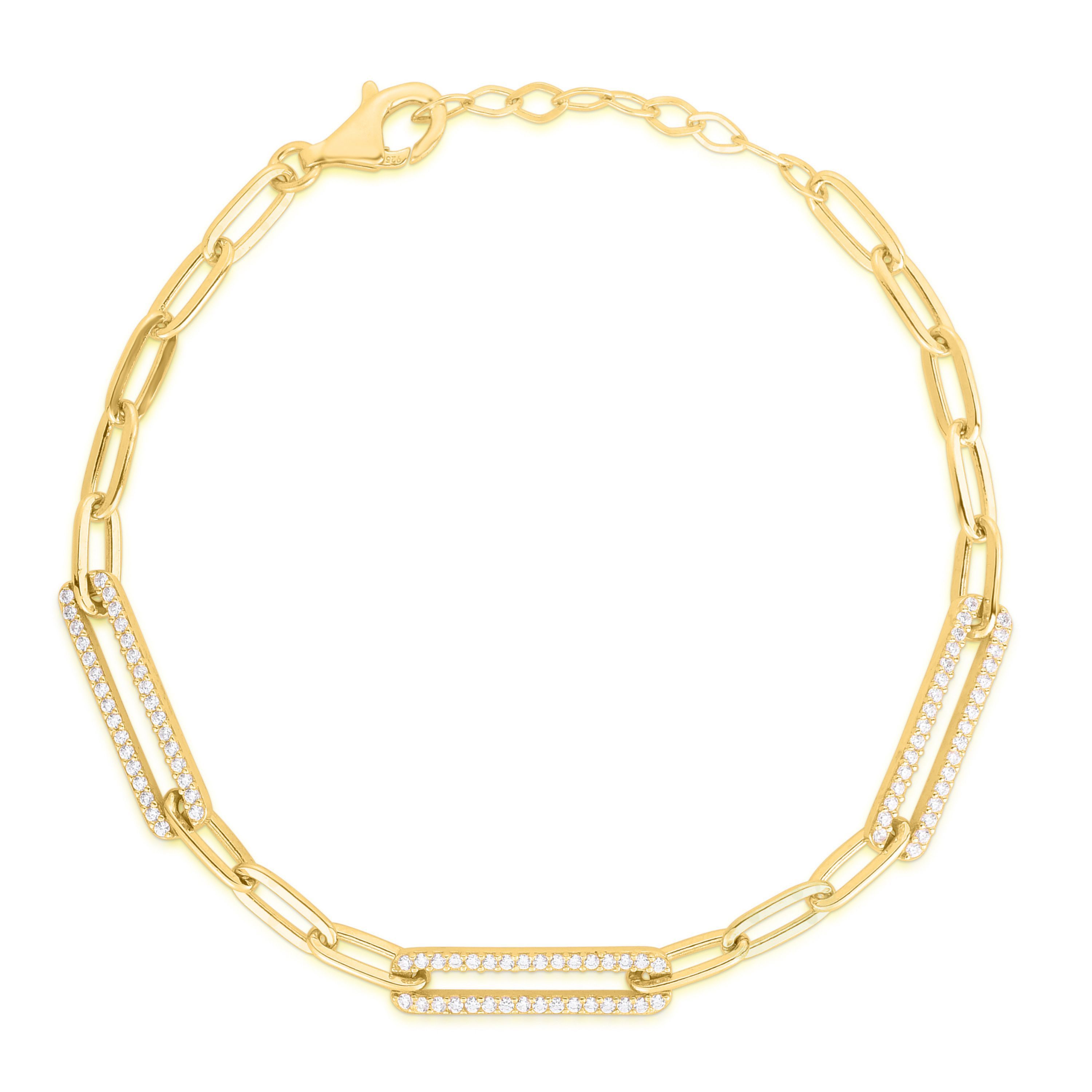 Sterlina Silver Pave Oval Link Bracelet, Sterling