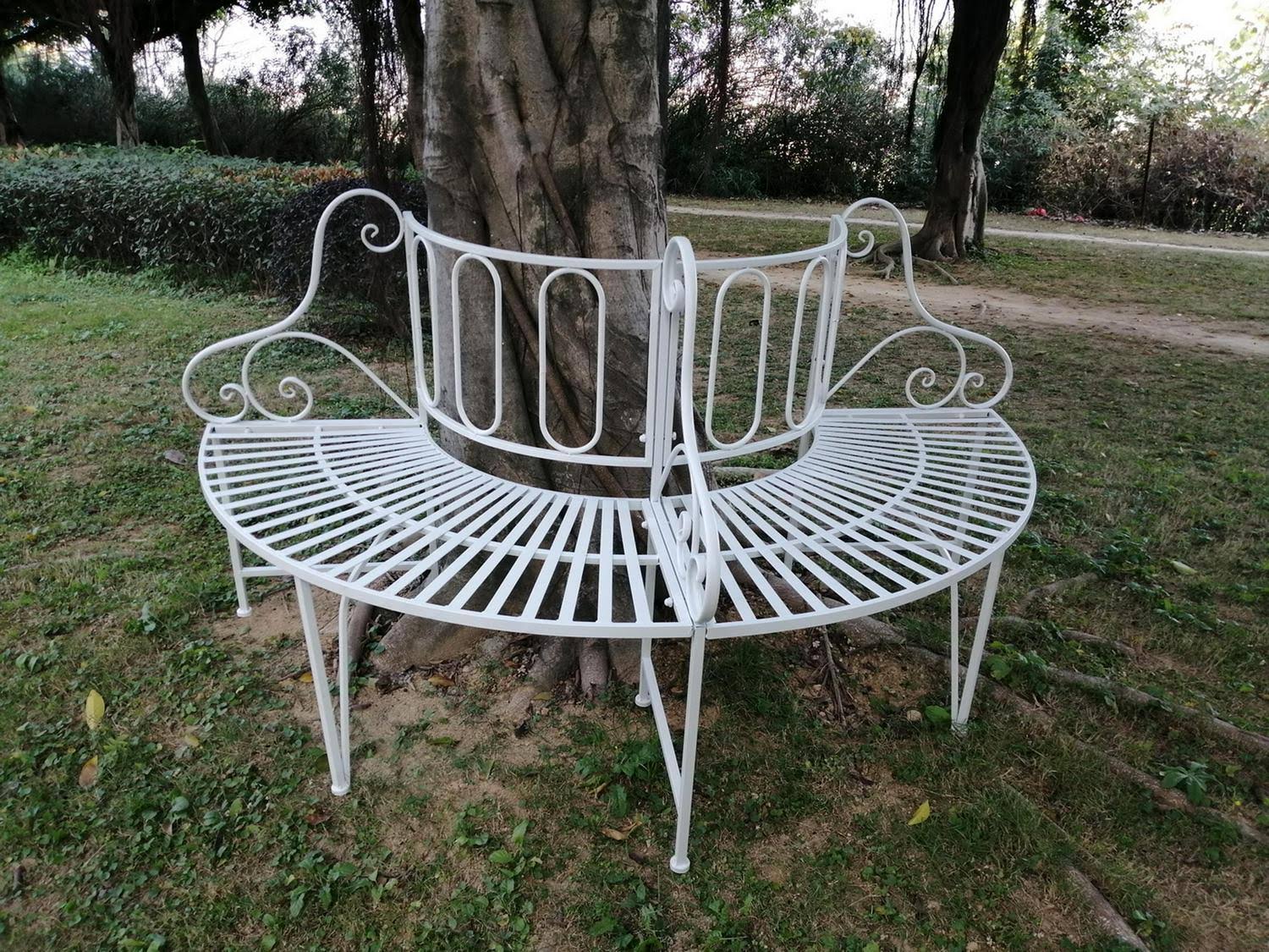 Hi-Line Gift Ltd. White Metal Tree Garden Bench