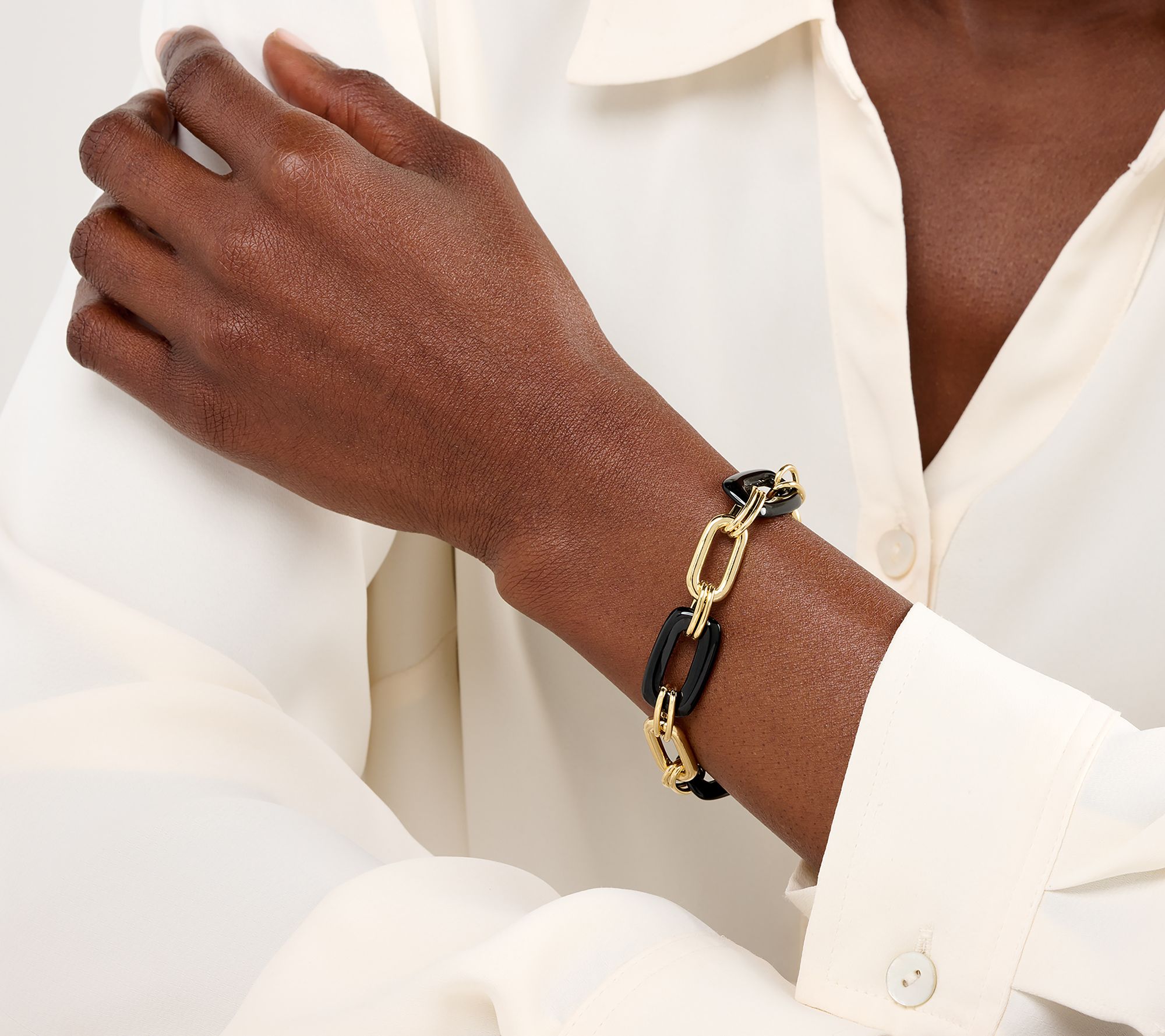 David Markstein Bronze Elongated Oval Gemstone Bracelet