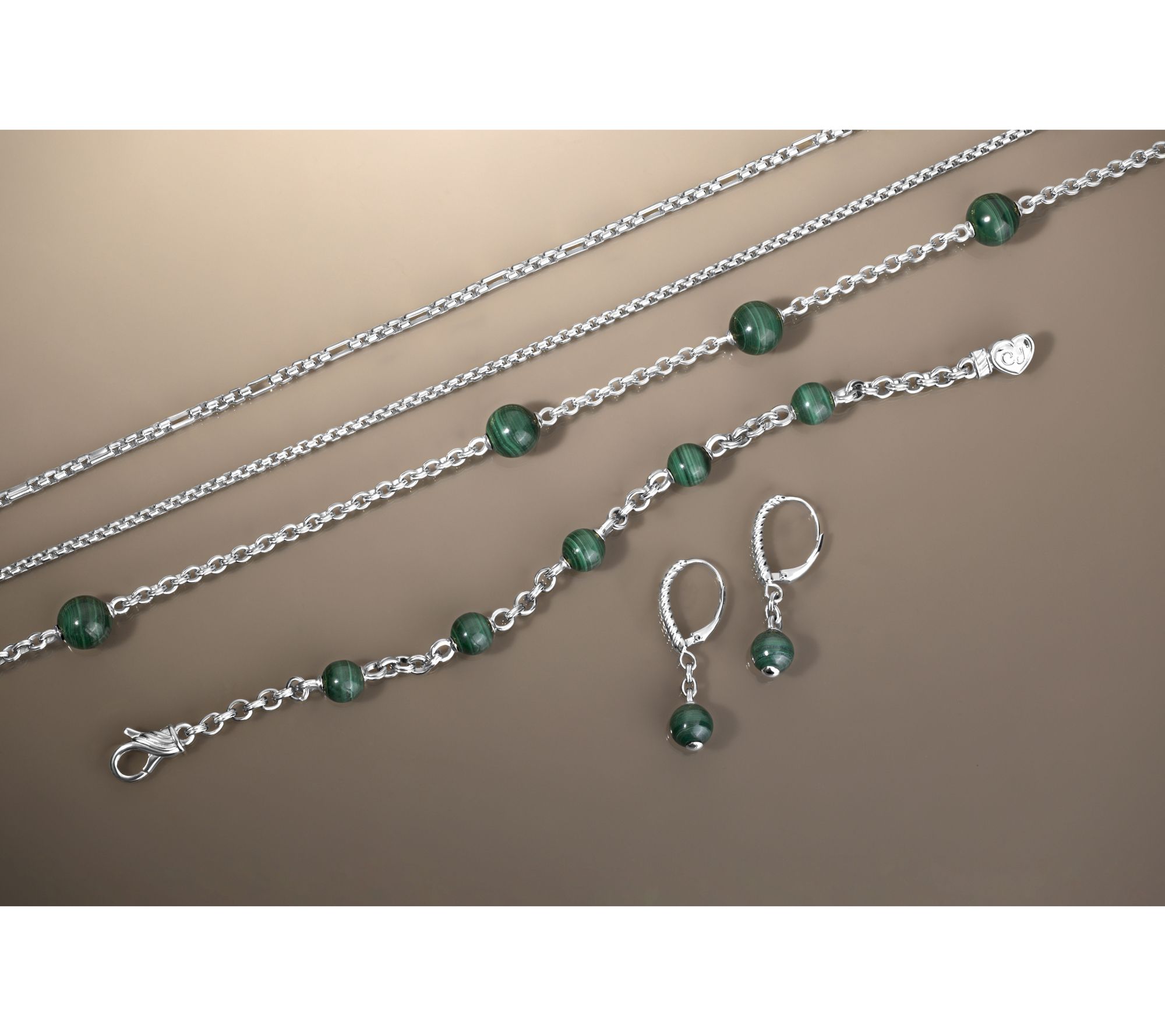 Christian James Gemstone Sterling Silver Bead Double Rolo Bracelet