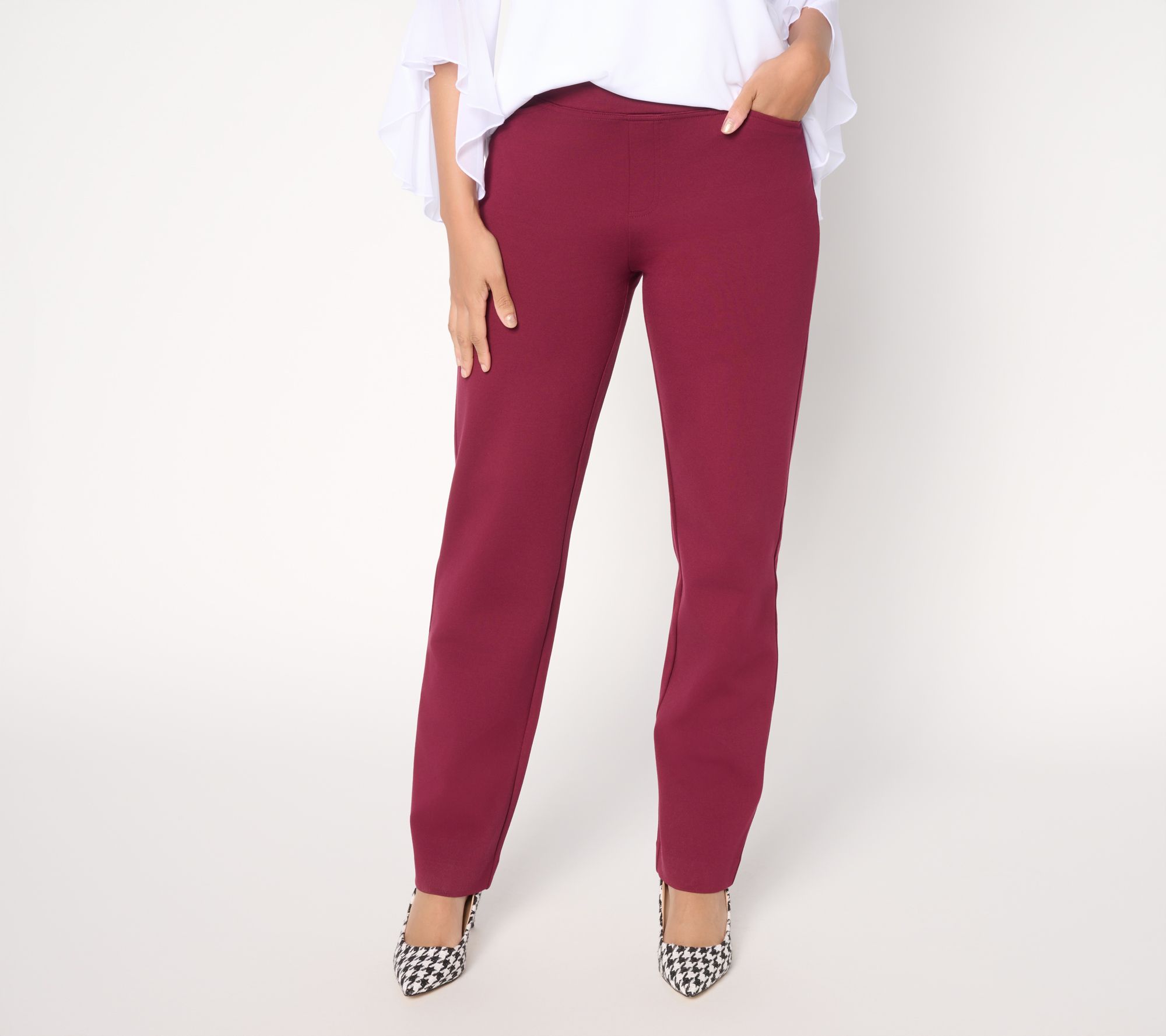 Susan Graver Regular Smart Ponte 350 Straight Leg Pull-On Pants
