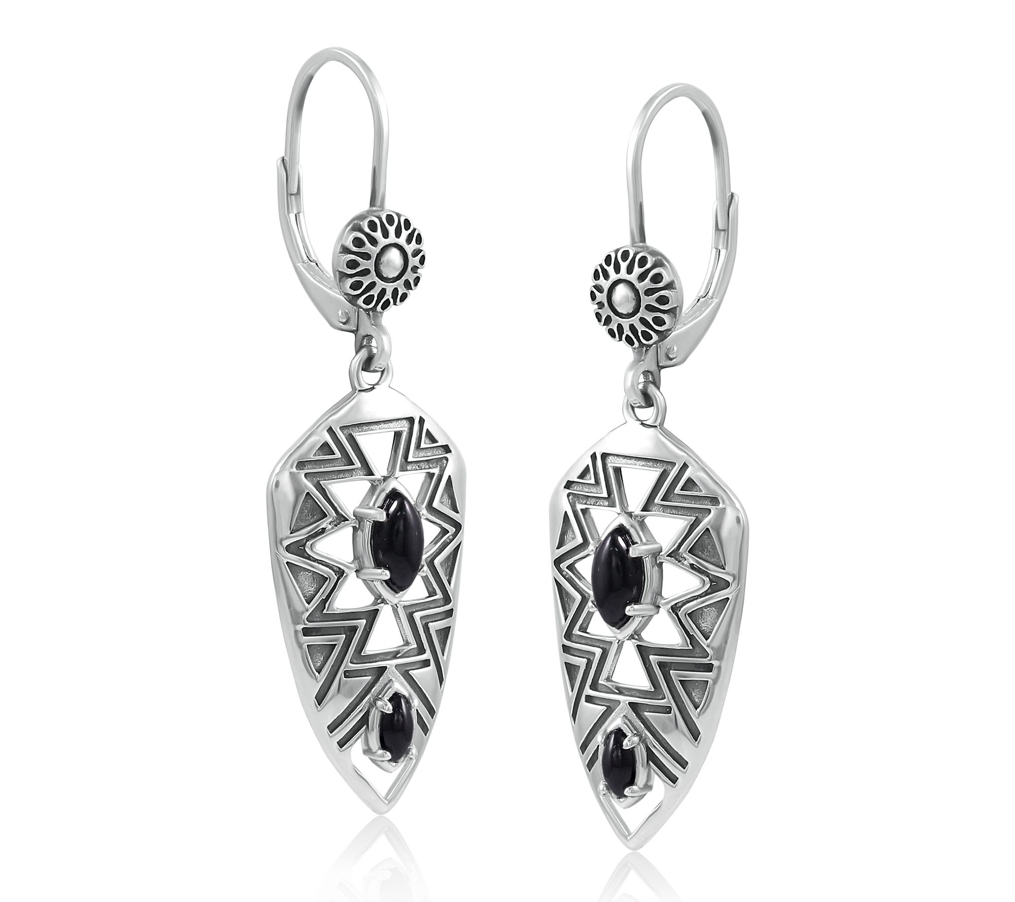 American West Sterling Patterned & Gemstone Dangle Earrings