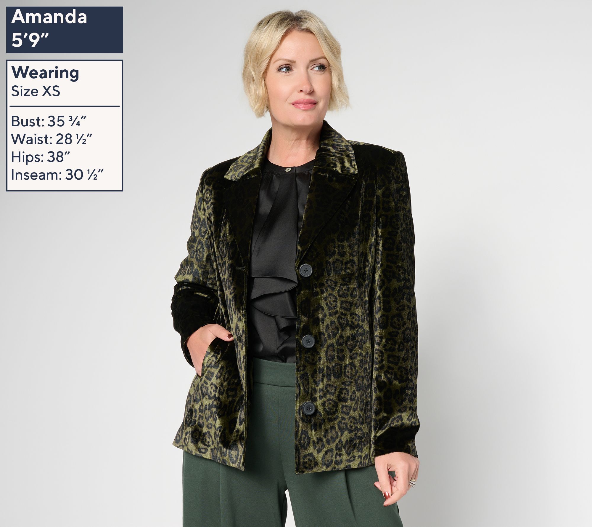 by Stacy London Single Breasted Velvet Blazer