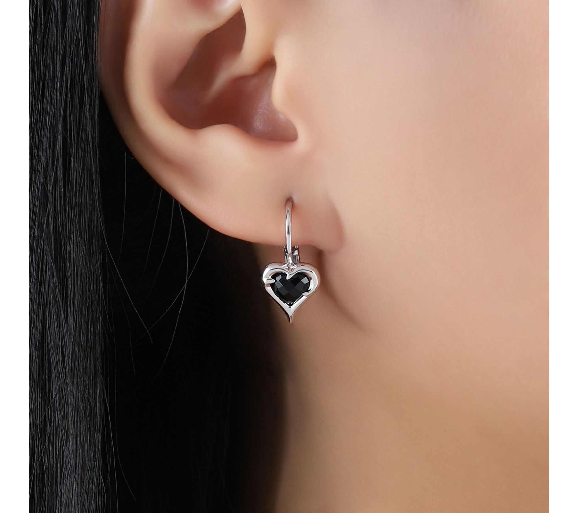 Margo Manhattan Sterling Silver Onyx Love Earrings