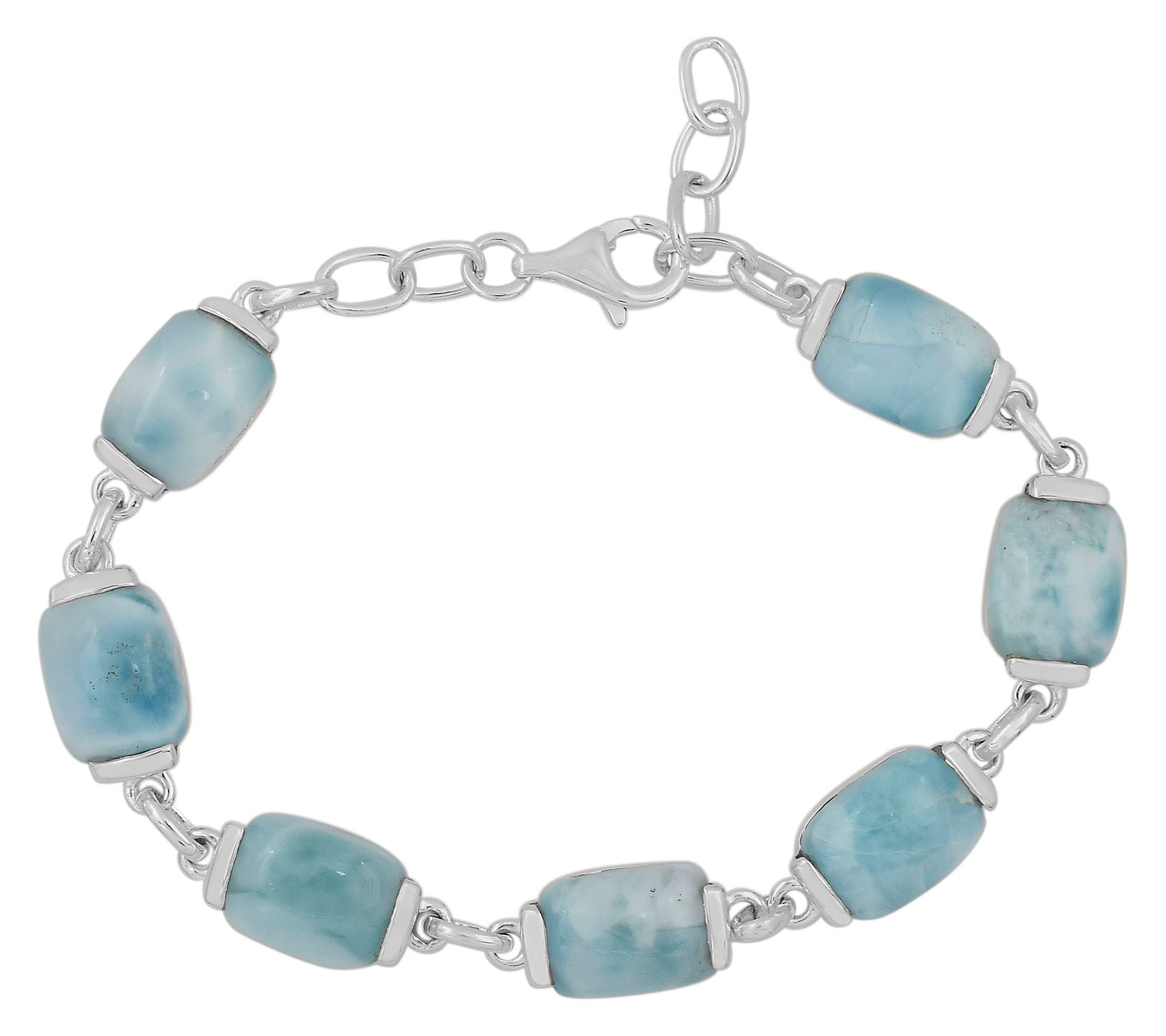 Affinity Gems Larimar High Polished Station Bracelet, Sterling