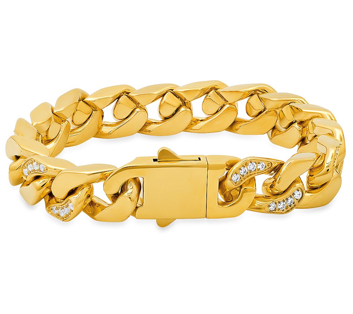 Steel By Design Men's Stainless Steel Cuban Chain Bracelet