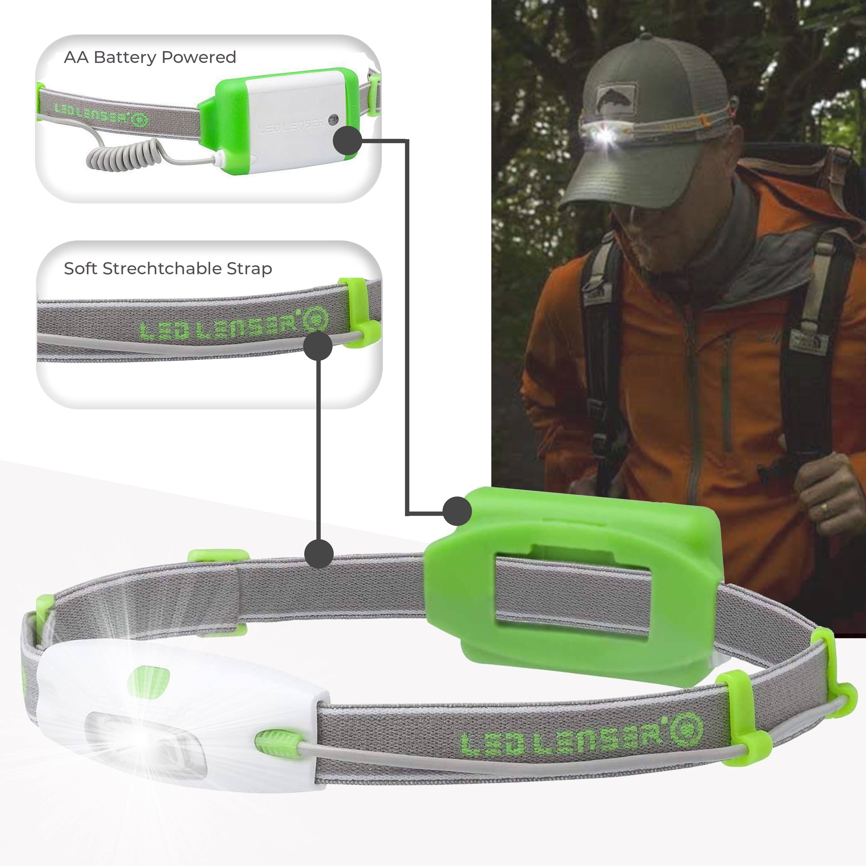 Ledlenser F1R Rechargeable LED Flashlight, 1,000 Lumen, Black + Running Sport Neo H4 Headlamp Wide Beam, 90 Lumens and Lens Clea