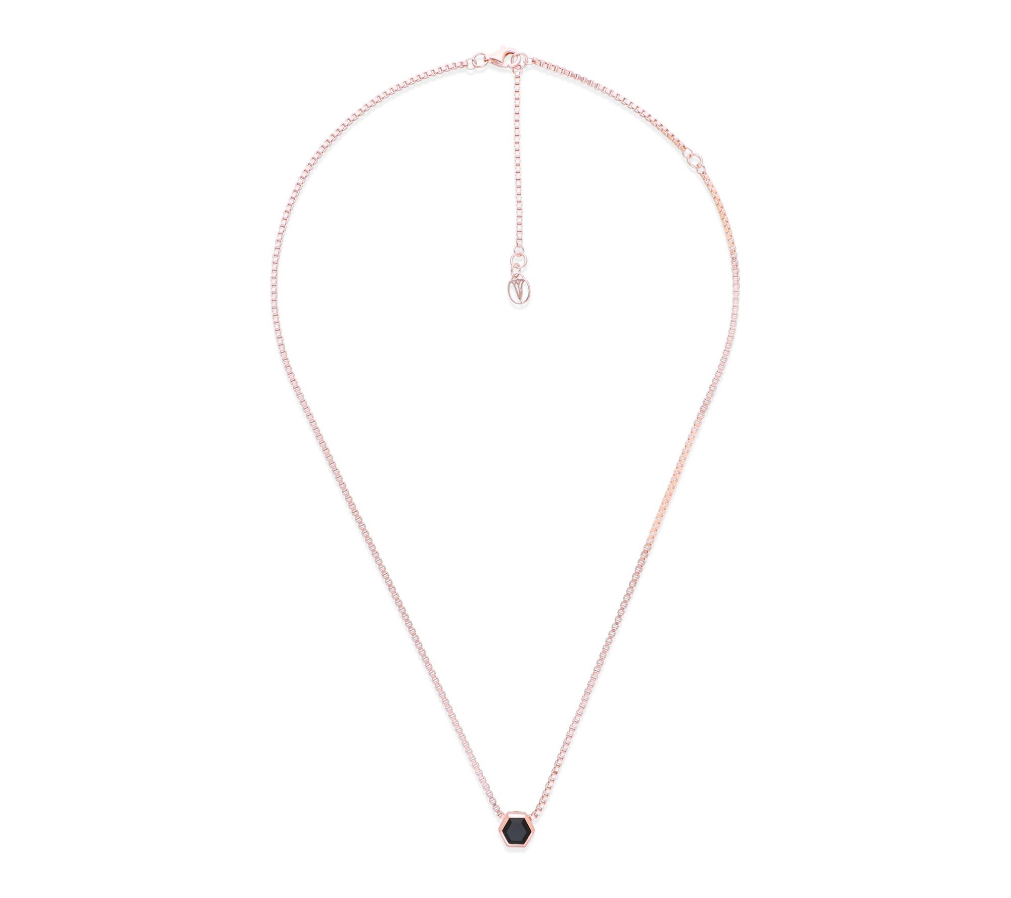 Goddaughters 14K Rose Gold Clad Hexagon Onyx Necklace