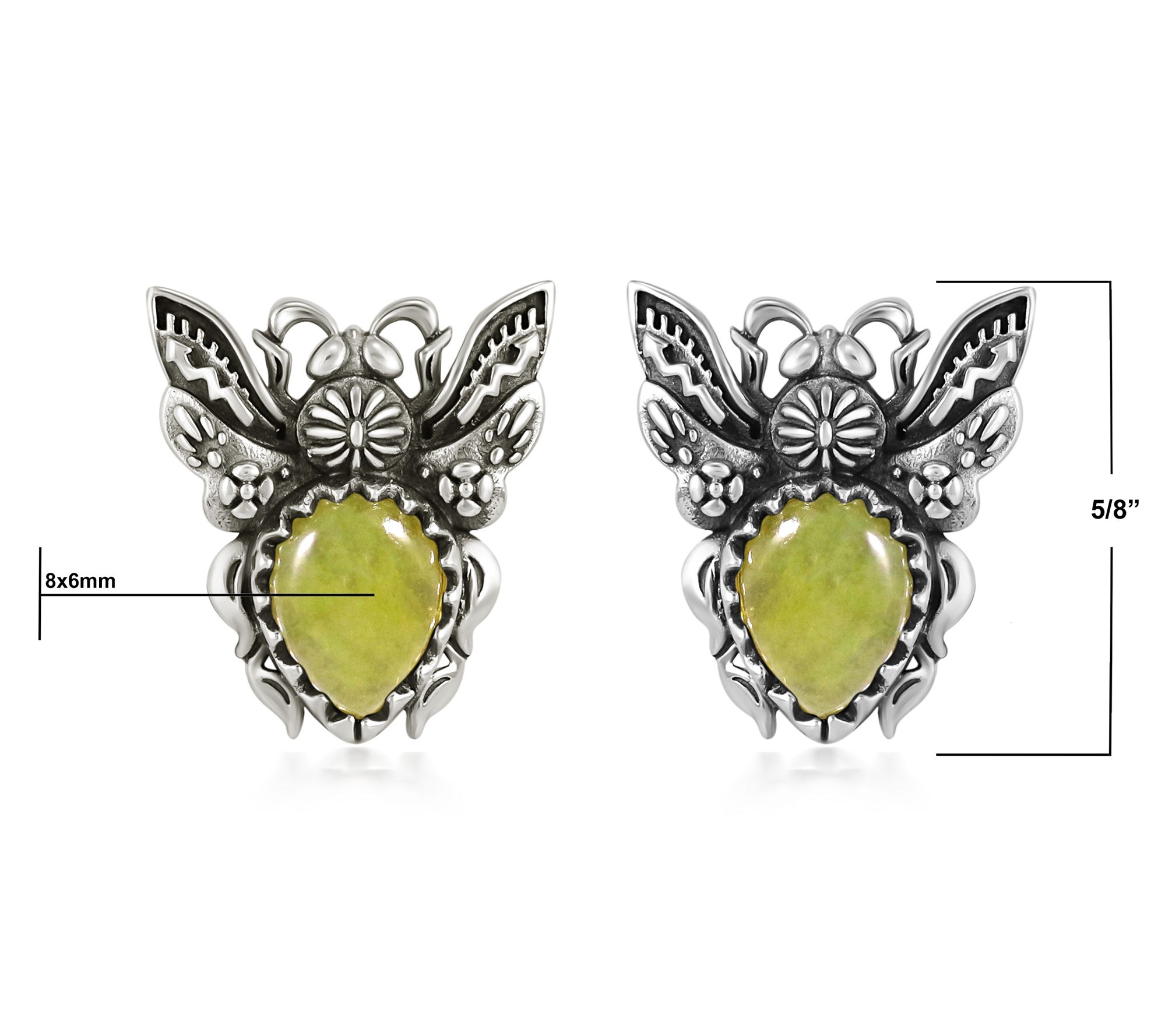 American West Sterling Silver Bumblebee Gemstone Stud Earrings