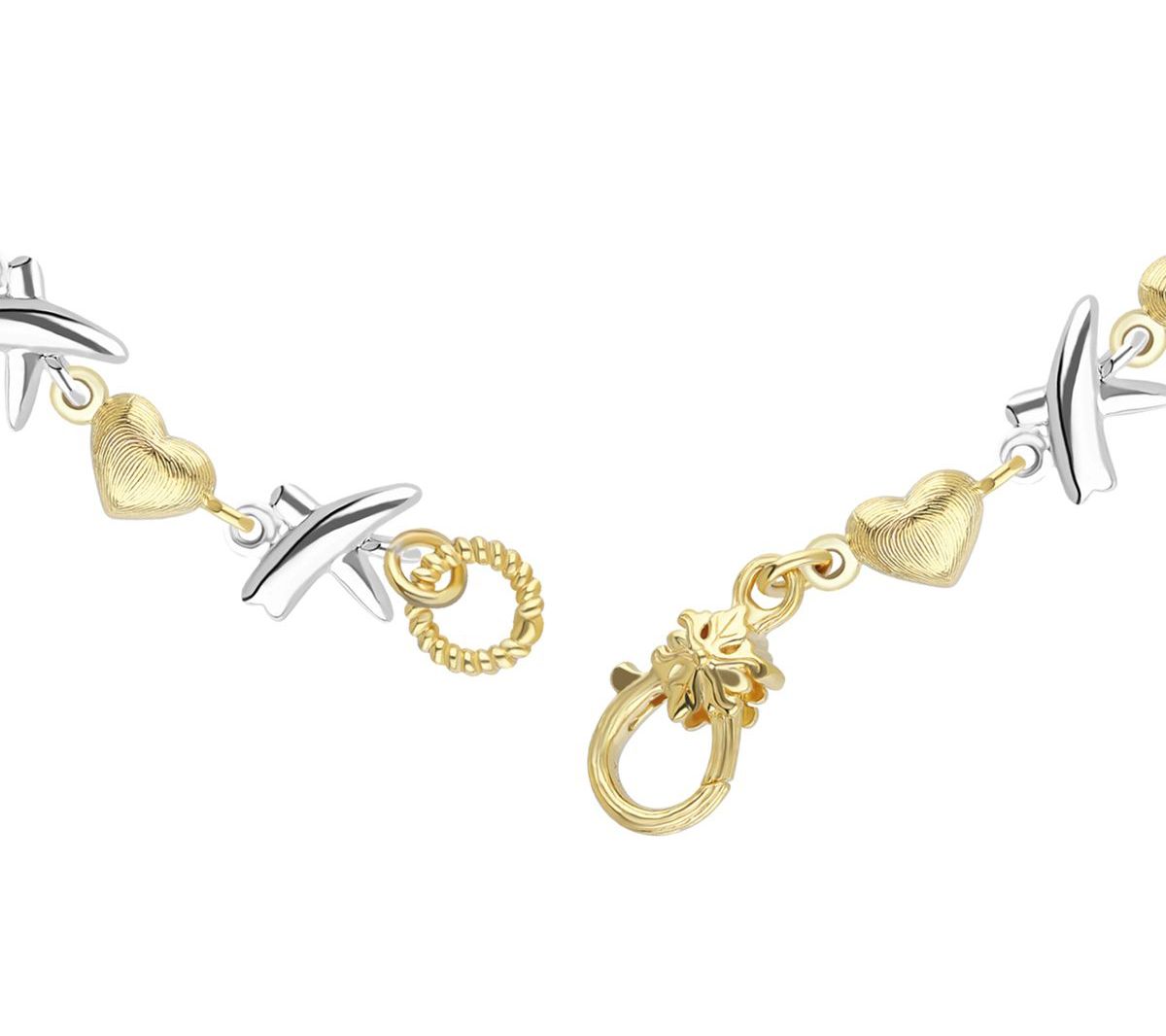 Ariva Sterling Silver & 18K Gold Clad Hugs & Ki ses Bracelet