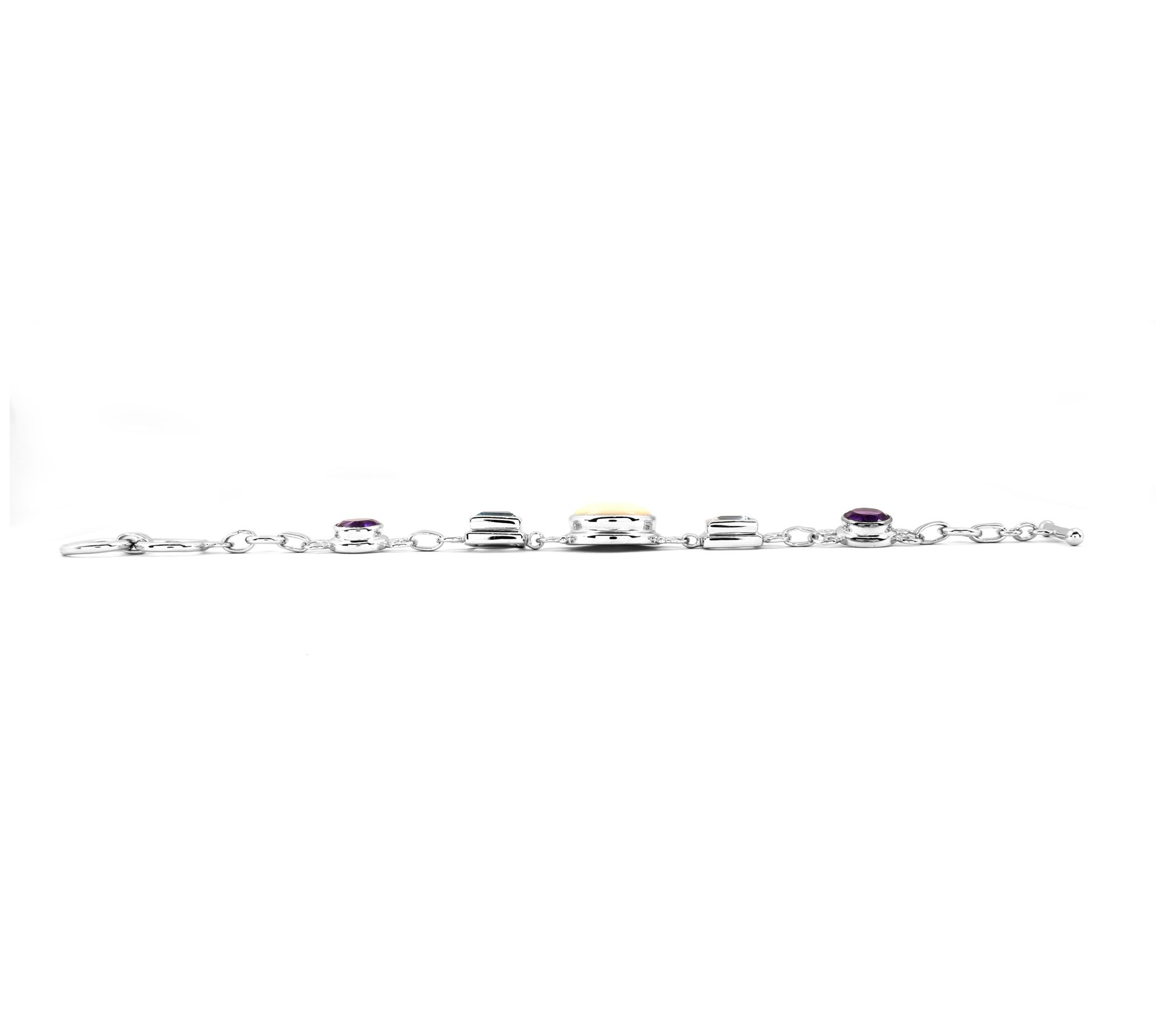 Sterling Silver Multi-Gemstone T-Bar Bracelet