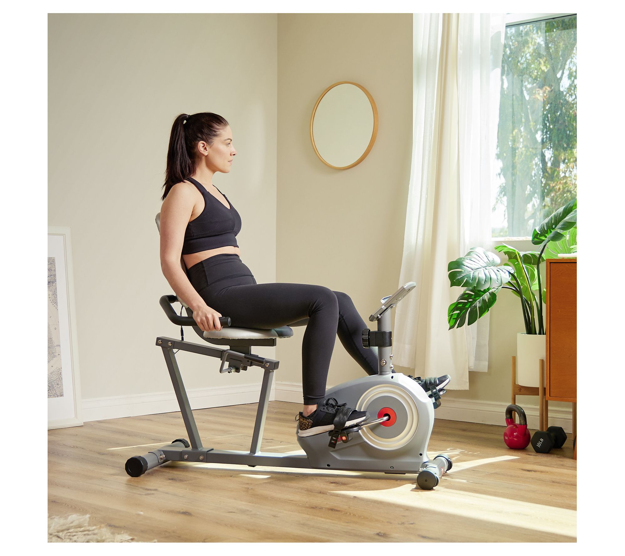 Sunny Health & Fitness Essentials Series Smart Recumbent Bike