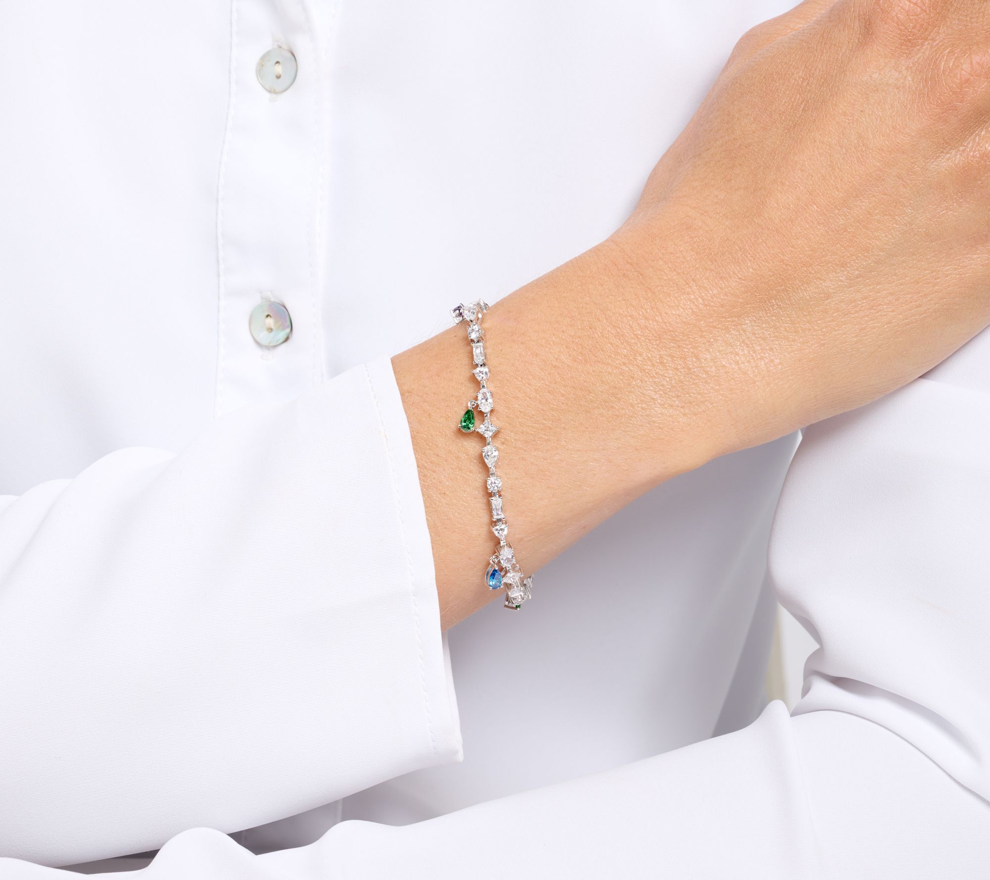 Diamonique x Kathy Levine Multi-Shape Whimsy Bracelet Sterling Silver