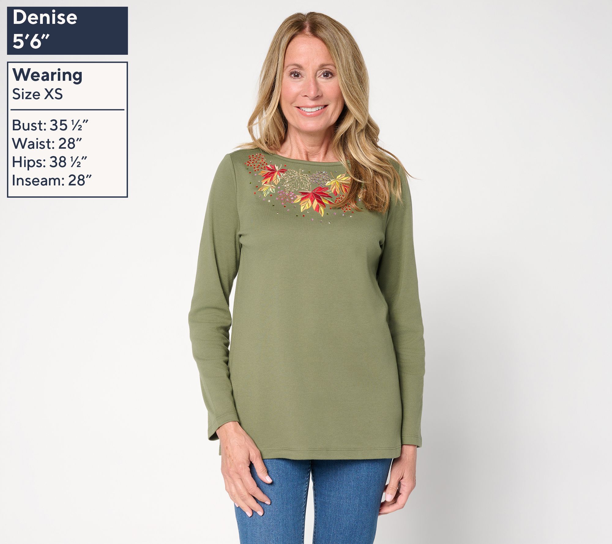Quacker Factory Shades of Fall Bateau Neck Long Sleeves Top