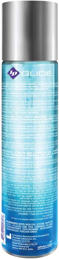ID Lubricants Glide 128 Fl Oz Natural Feel Water-Based Personal Lubricant, Clear, 128 Oz