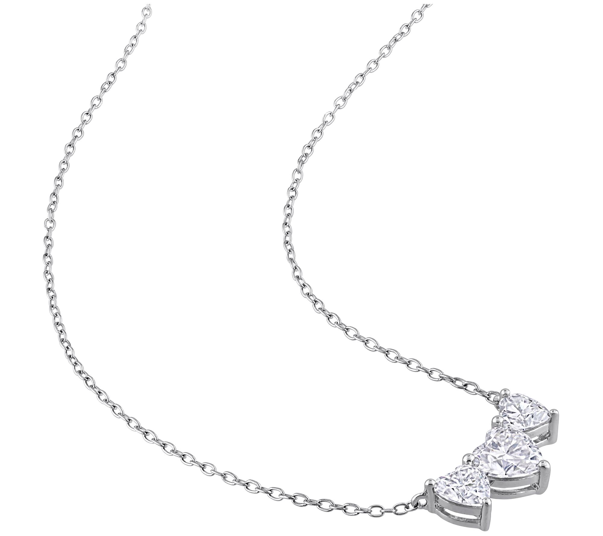 MoissanIce Moissanite Heart Earrings & Necklace Set, Sterling