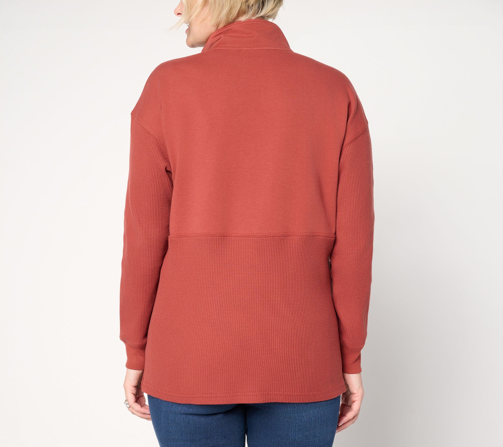 Belle by Kim Gravel Mixed Media Micro Waffle Half Zip