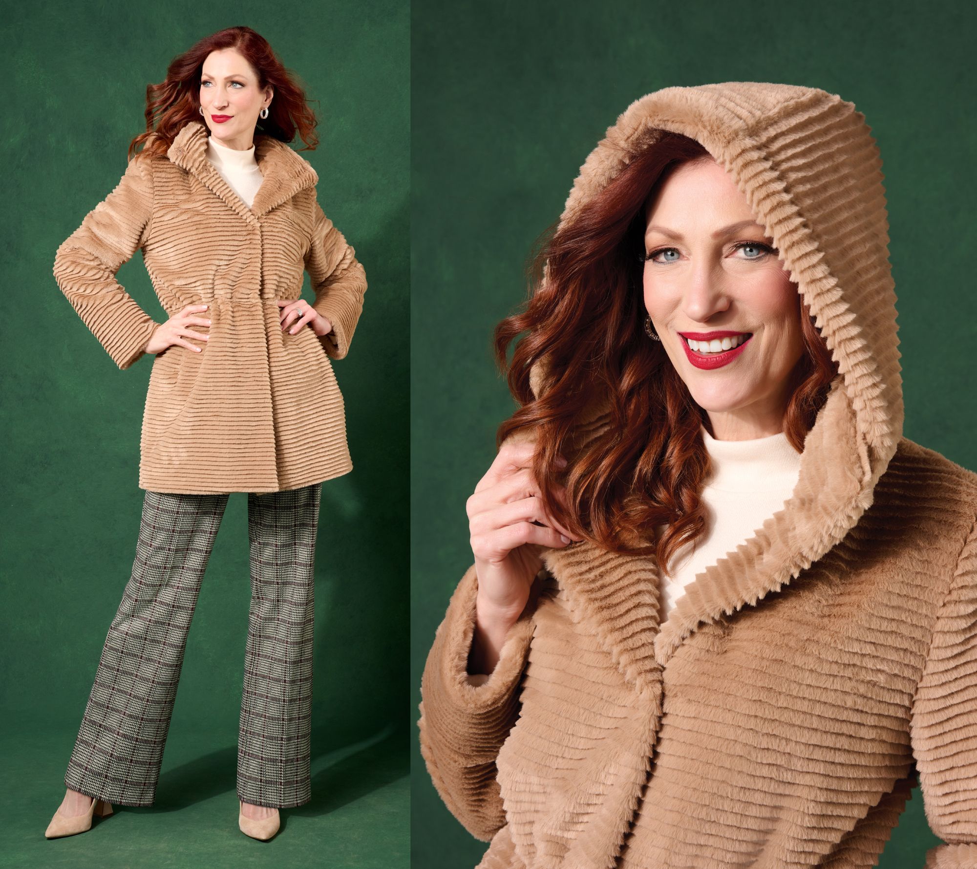 Dennis Basso Regular Faux Mink Anorak Jacket with Removable Hood