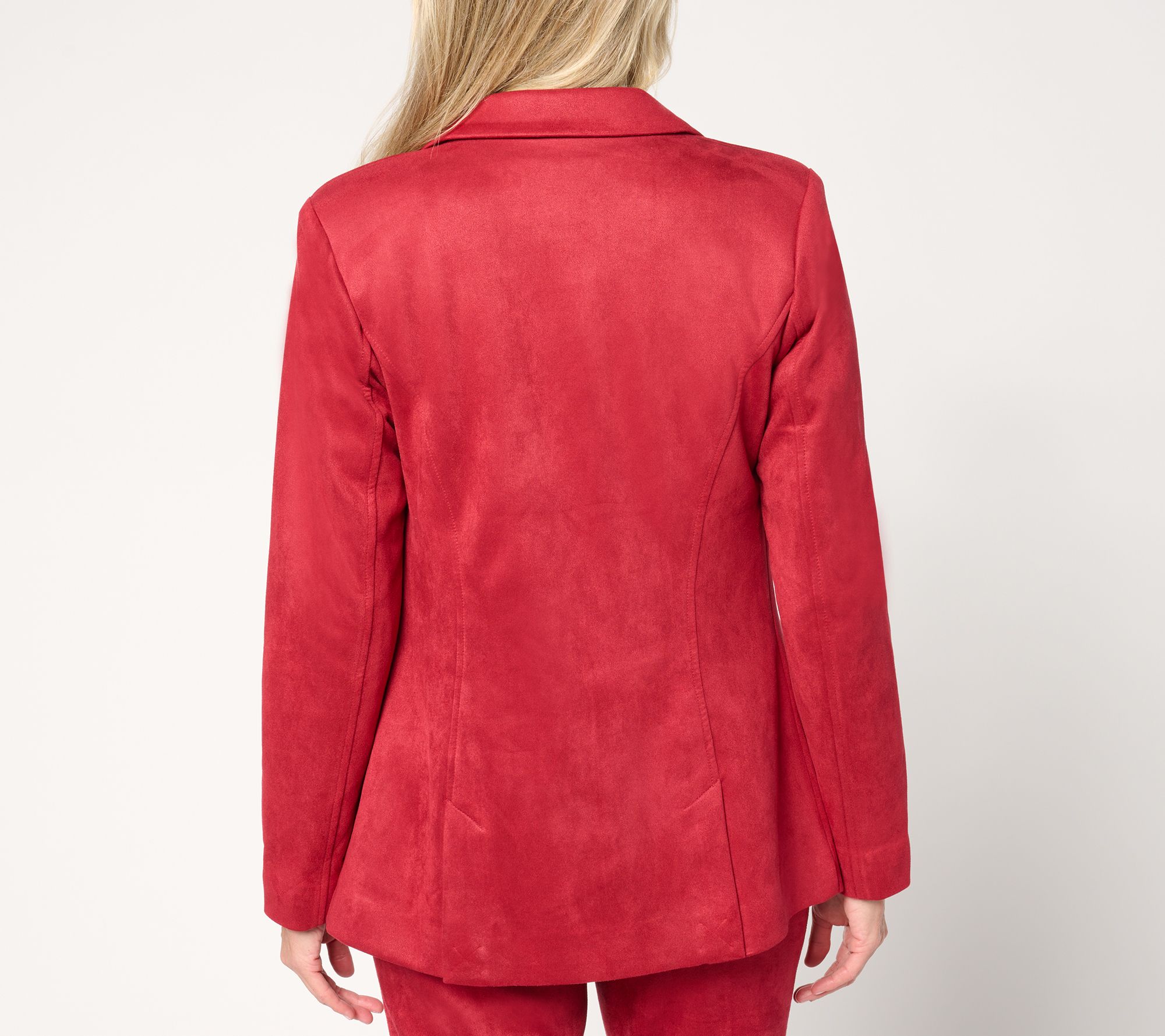 Isaac Mizrahi Live! Petite Estate Stretch Faux Suede Blazer w/Lining