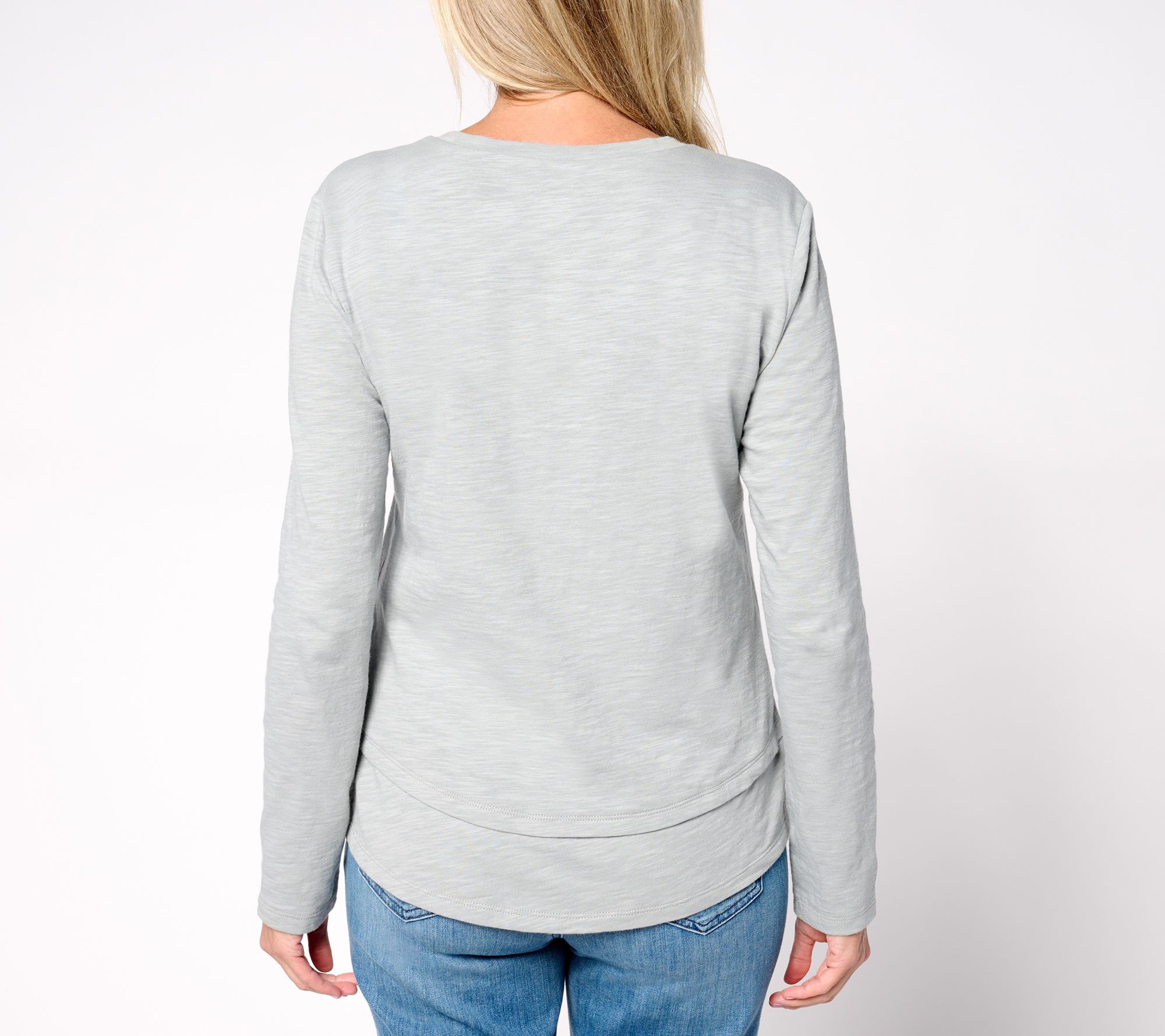 Studio Park x Amy Stran Slub Knit Long Sleeve Double Hem Top