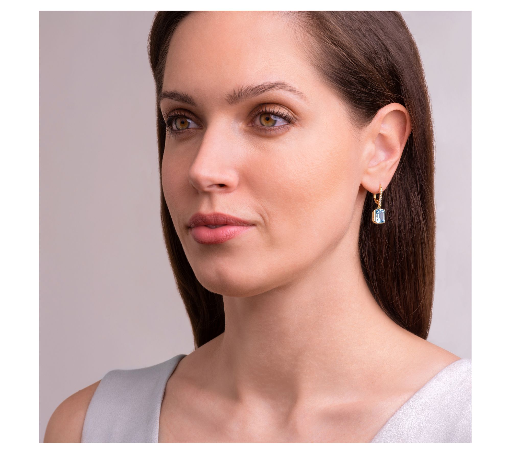 Affinity Gems Blue & White Topaz Earrings, 18K Gold Plated