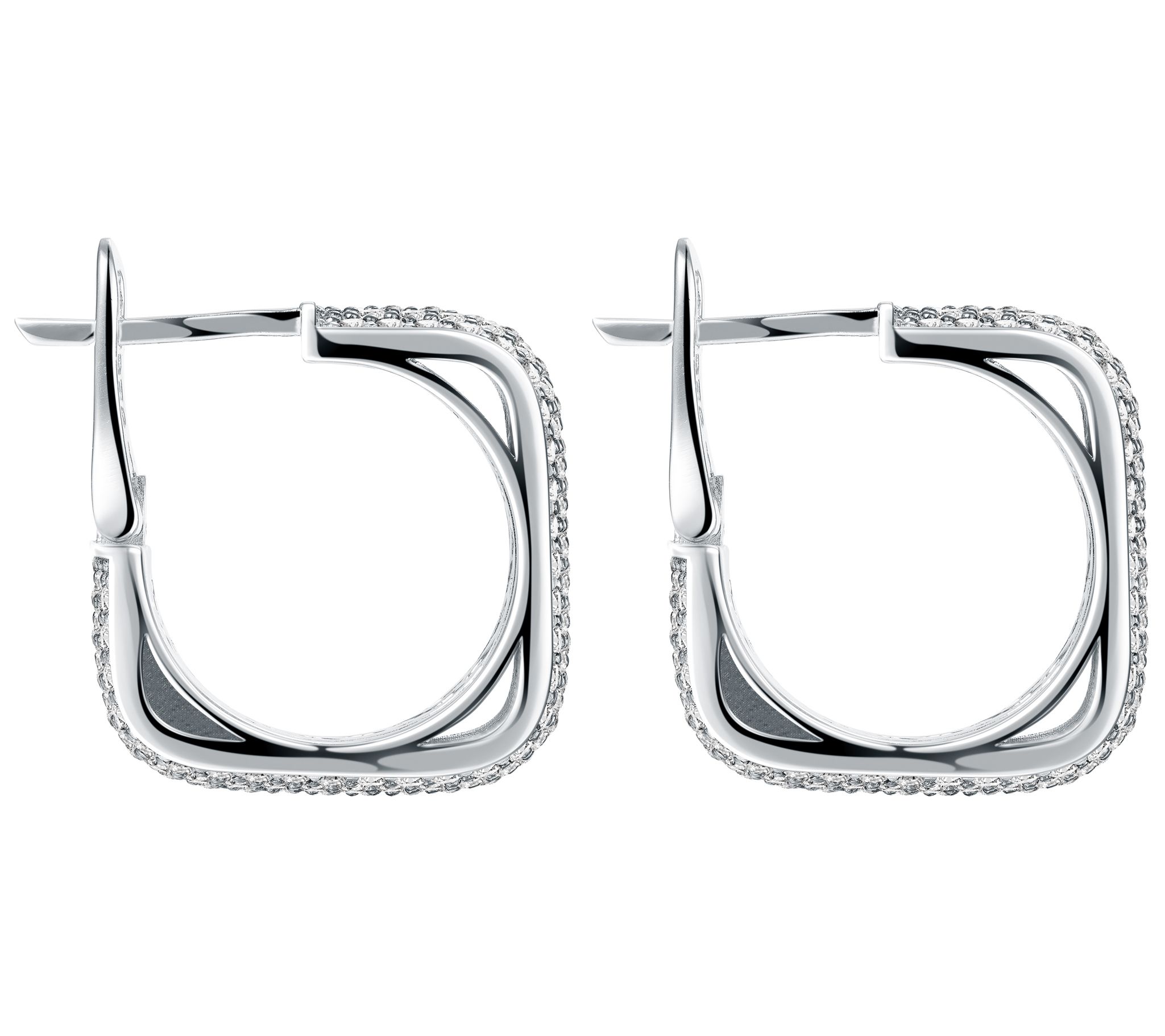 Diamonique 3.00 cttw Square Hoop Earrings, 14KRose Plated