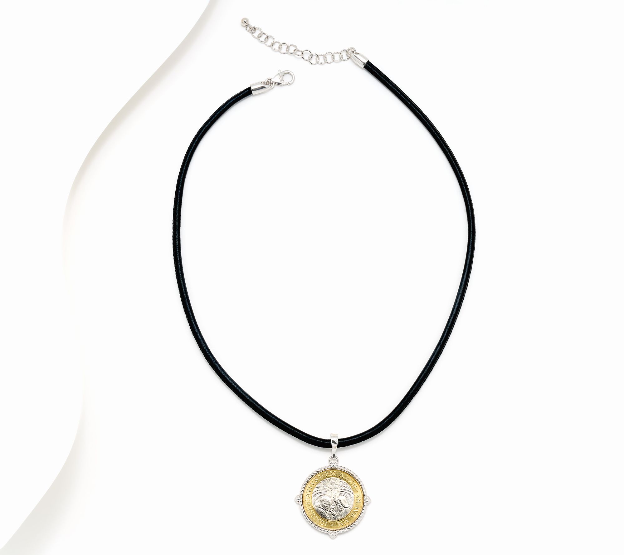 David Markstein Sterling Silver Genuine Vatican Lira Coin Necklace