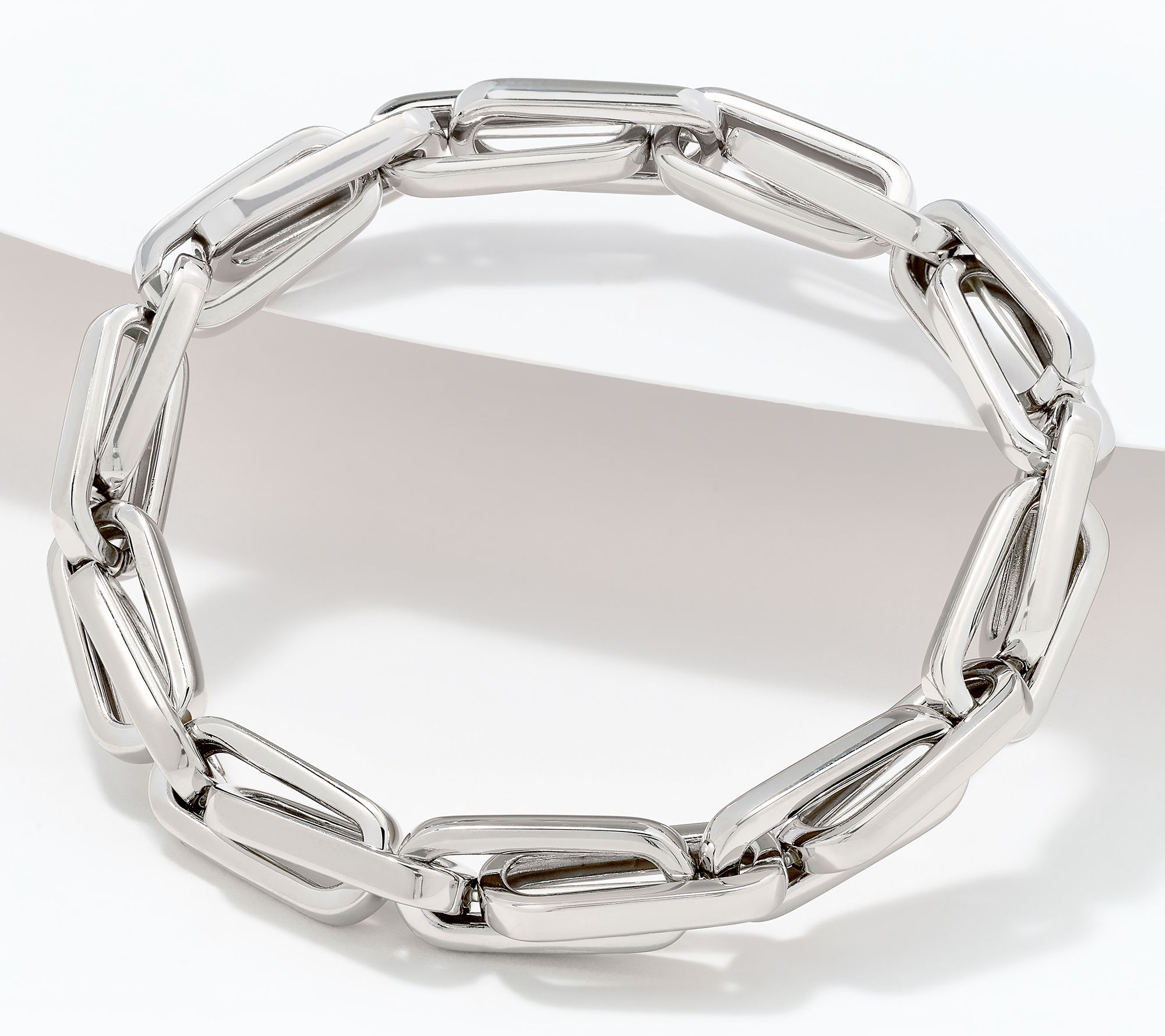 Silver Style Paperclip Chain Stretch Bracelet, Sterling Silver