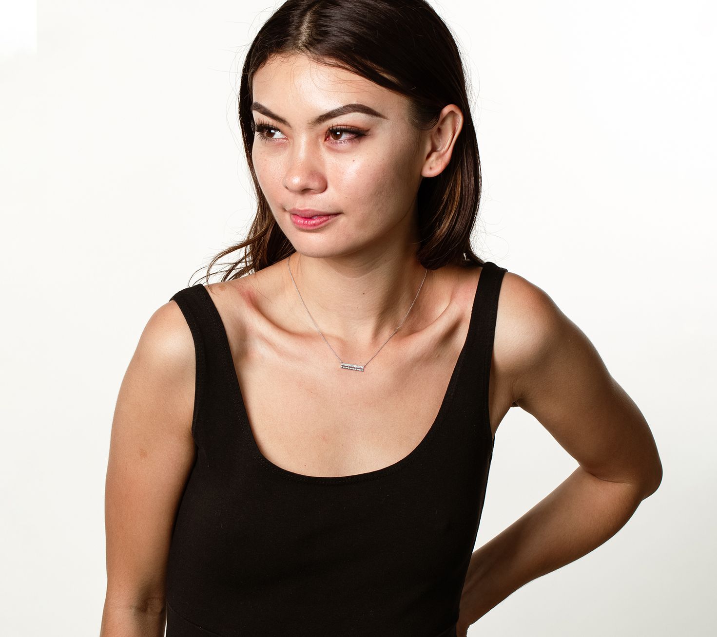 Affinity Diamonds 0.20 cttw Bar Necklace, 14KWhite Gold