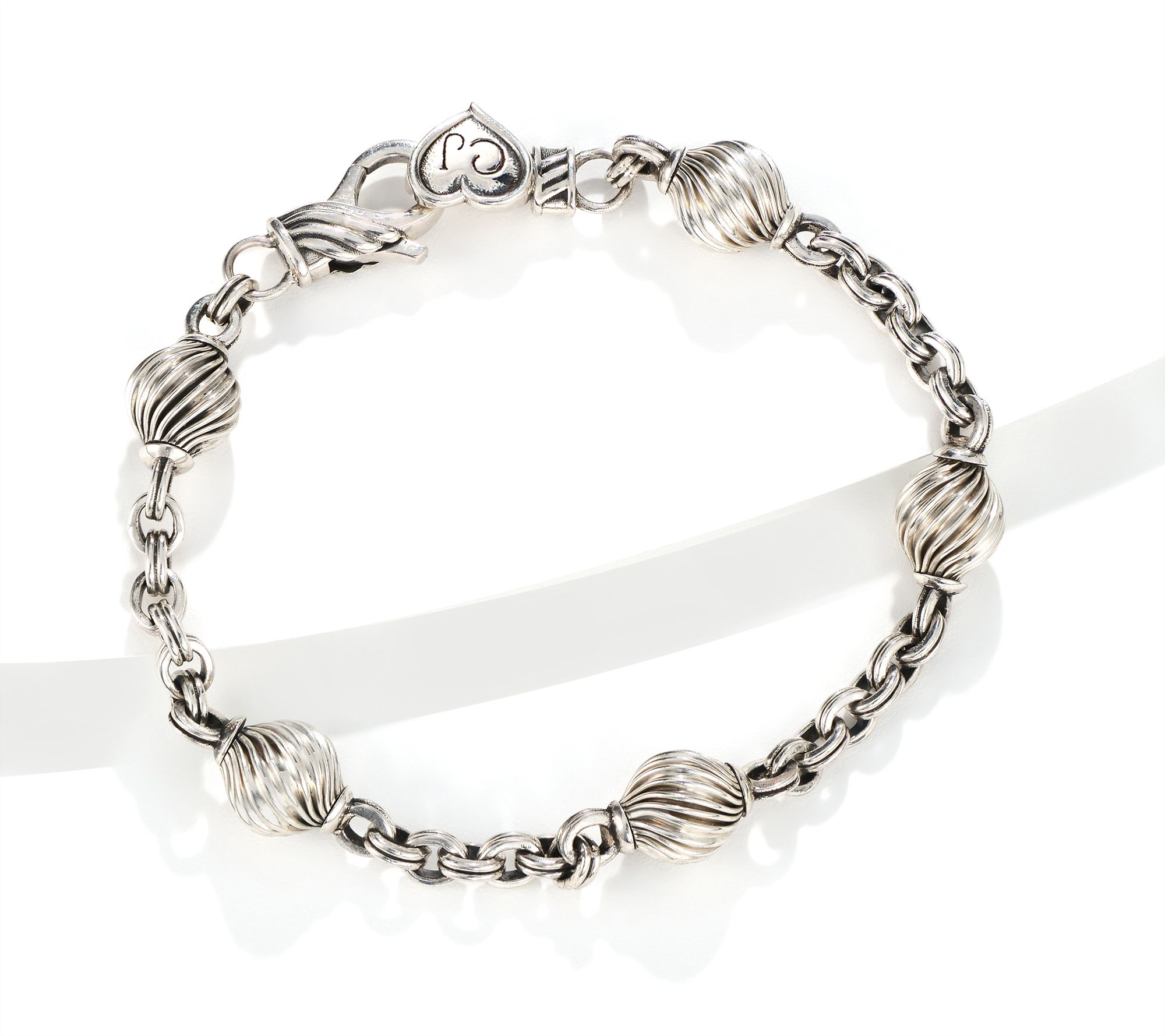 Christian James by Scott Grimes Sterling Silver Bead Station Rolo Bracelet