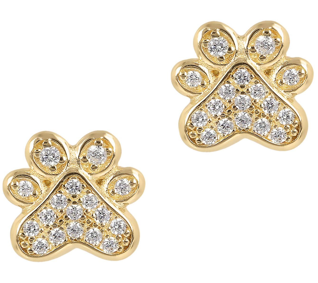 Diamonique 0.15 cttw Paw Print Stud Earrings, Sterling Silver