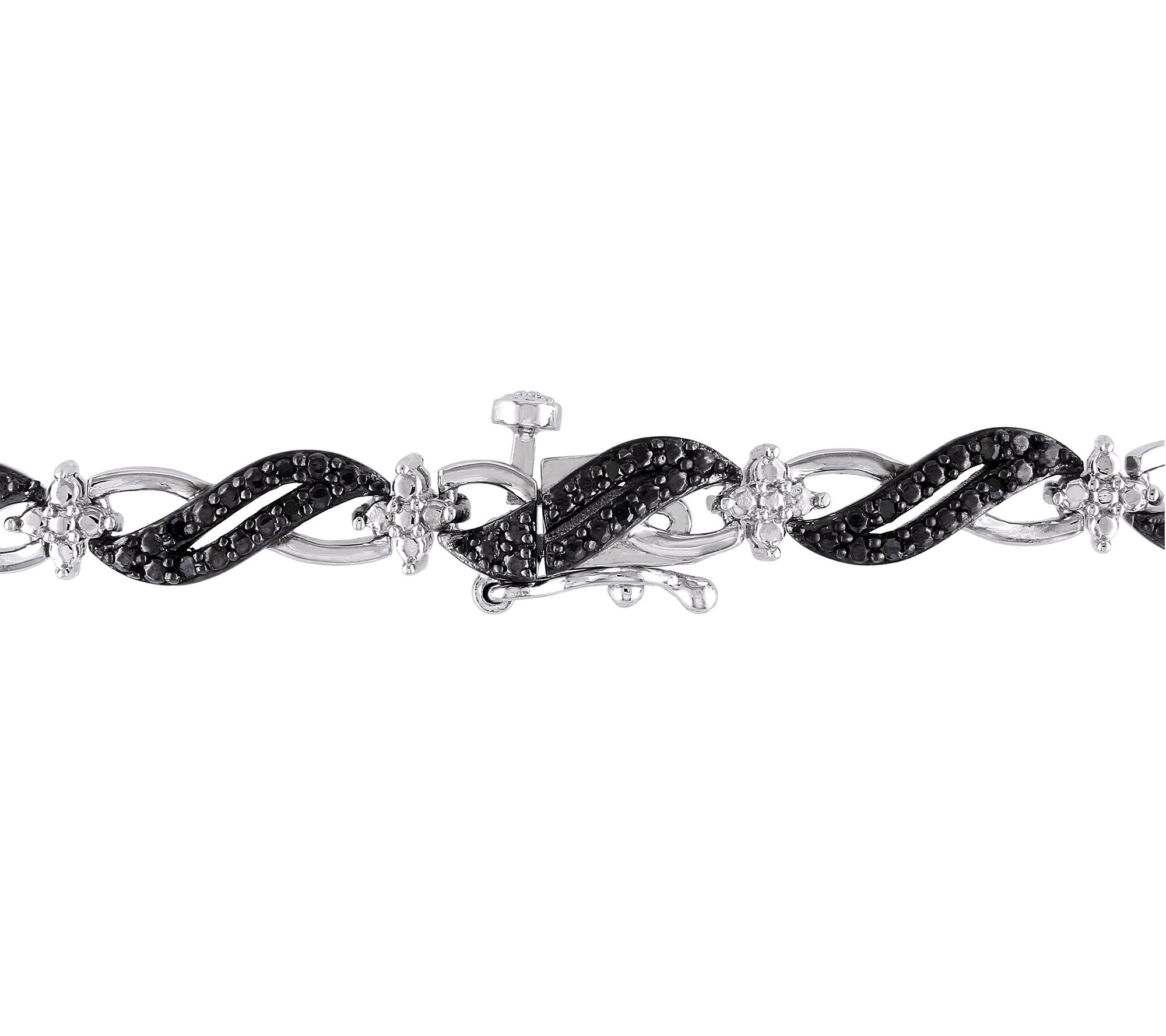 Affinity 0.25 cttw Black Diamond Link Bracelet,Sterling