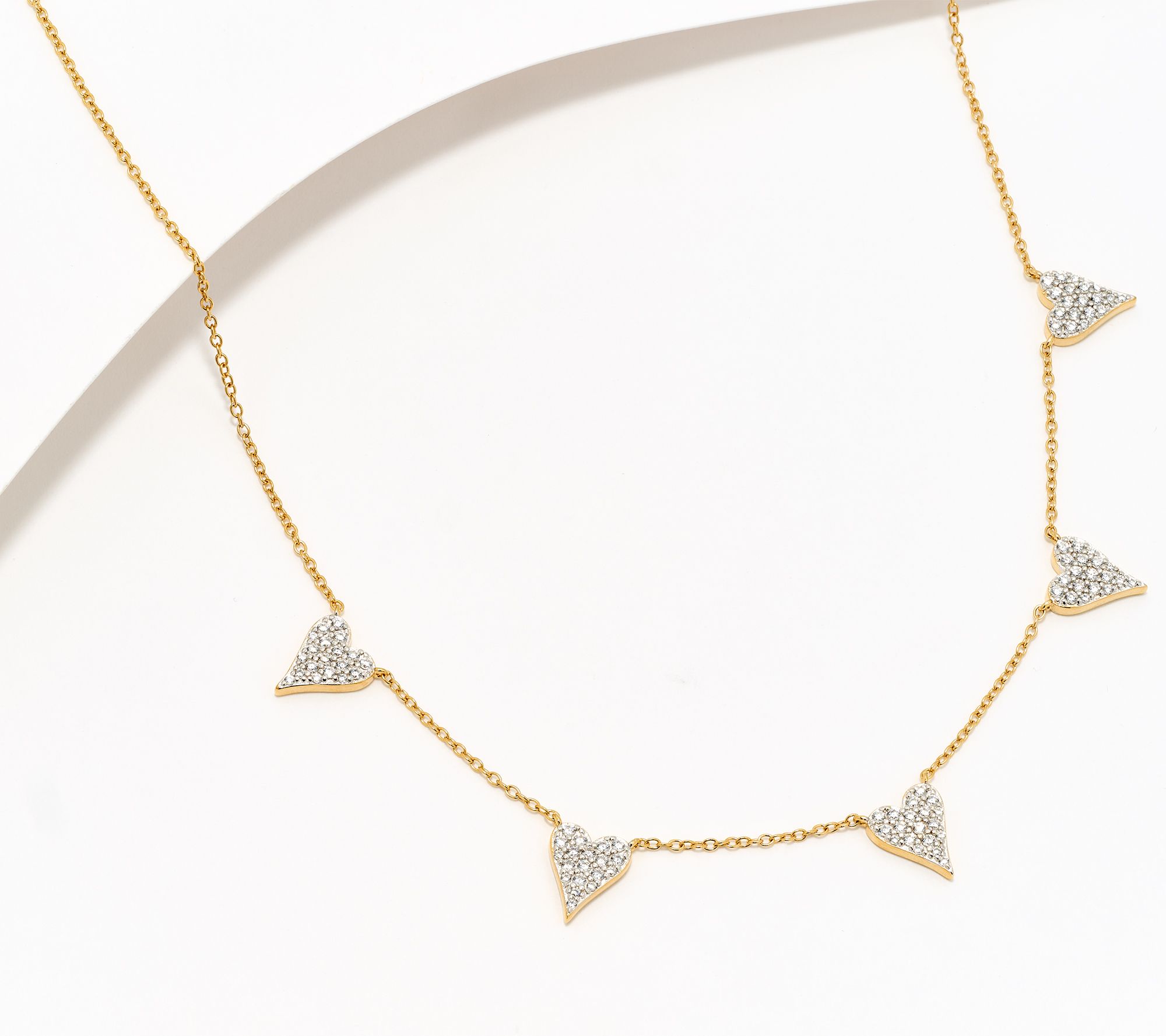 Diamonique x Jennifer Miller 5 Heart Station Necklace, Sterl