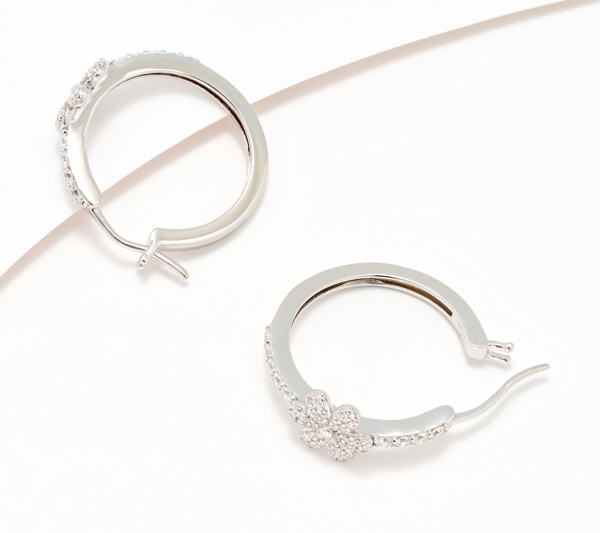 Diamonique x Kathy Levine Daisy Days Hoop Earrings, Sterling Silver