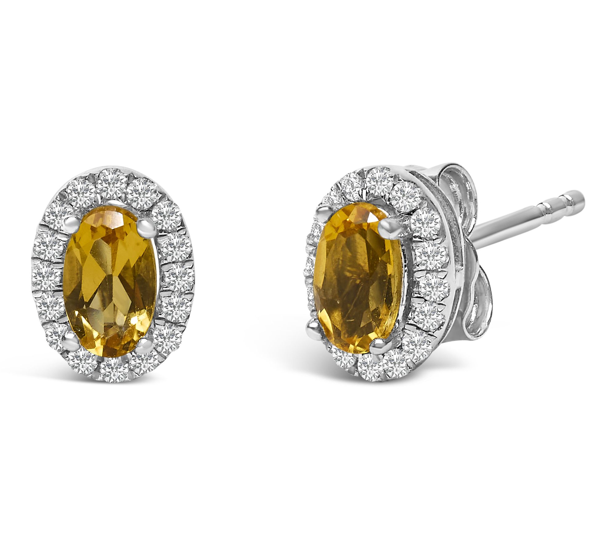 Haus of Brilliance Citrine & Diamond Halo Earrings, 10K Gold