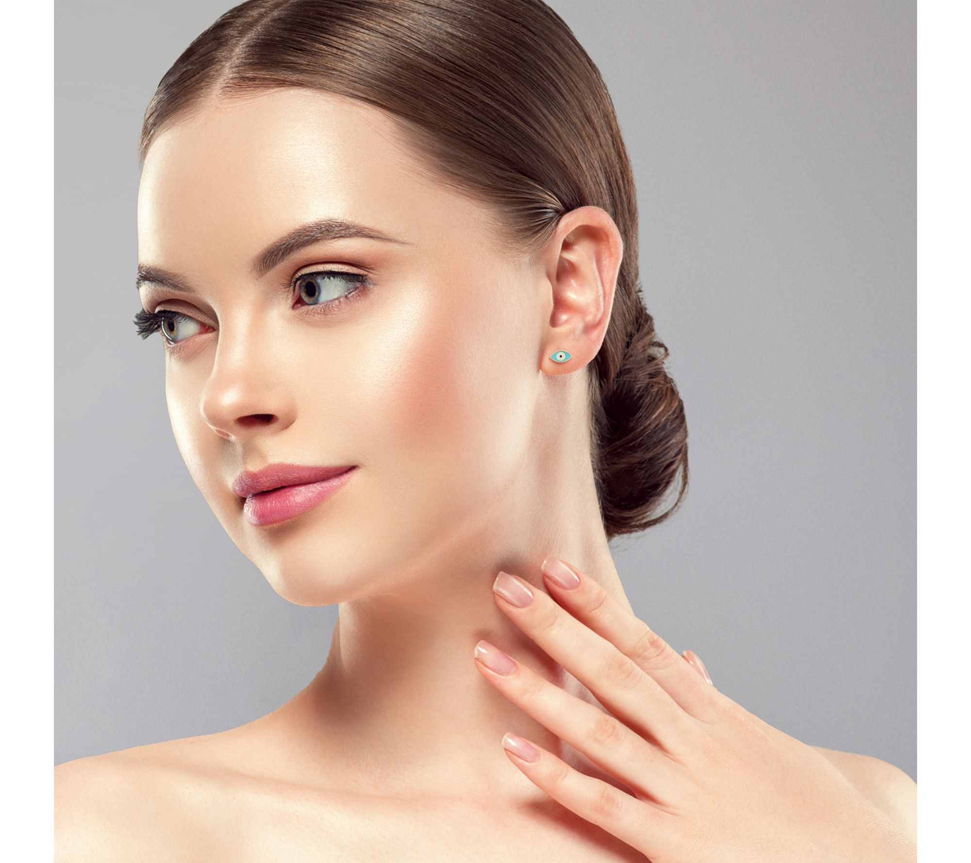 Luminosa Gold Enamel Evil Eye Stud Earrings, 14K