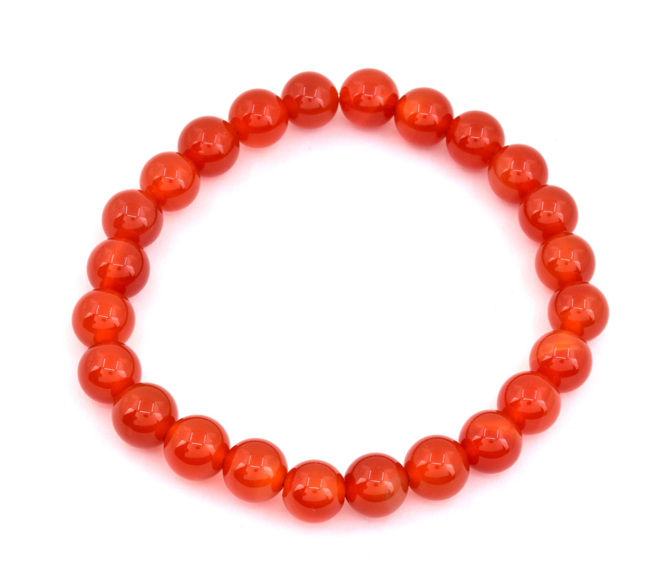 Orange Chalcedony Smooth Beaded Stretch Bracelet