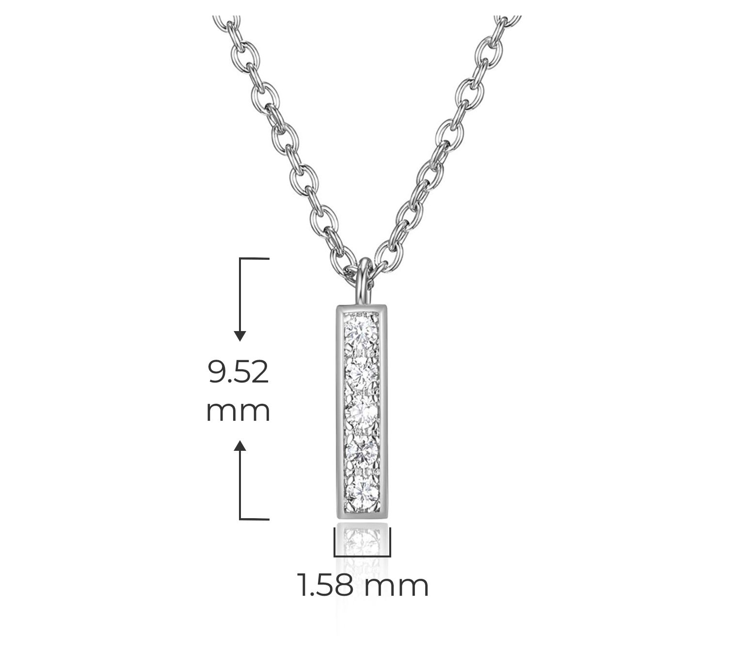 Diamonique Mini Bar Necklace, Sterling Silver