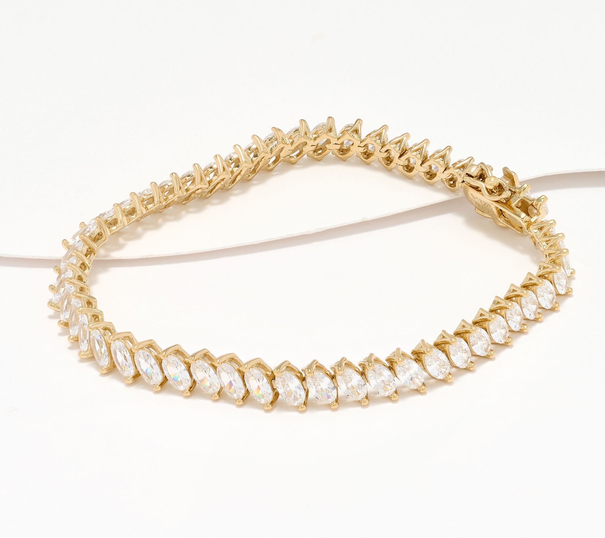 Diamonique Classics 5cttw Tennis Bracelet, 14K Gold Plated