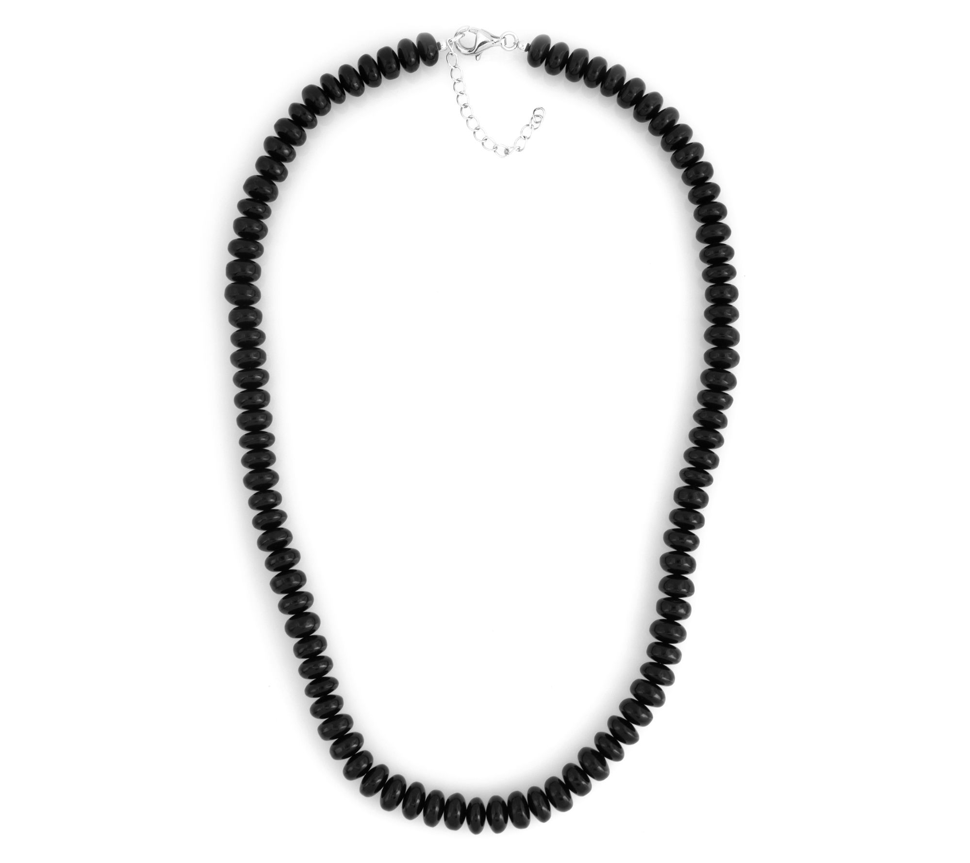 Sterling Silver Black Chalcedony Bead Necklace