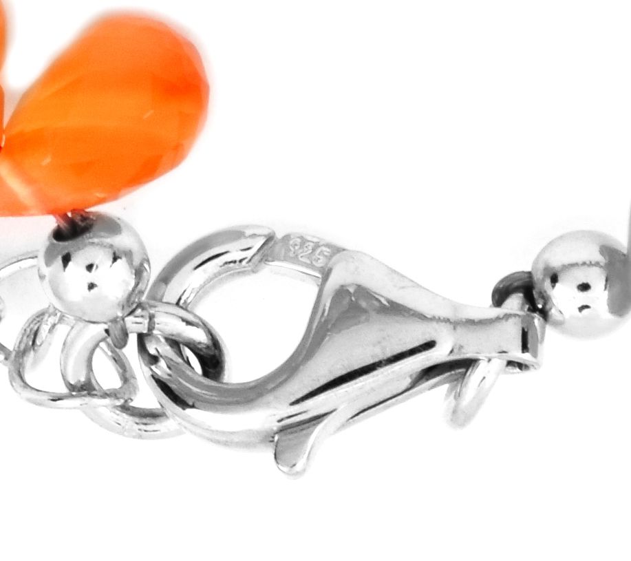 Affinity Gems Carnelian Bead Bracelet, Sterling Silver