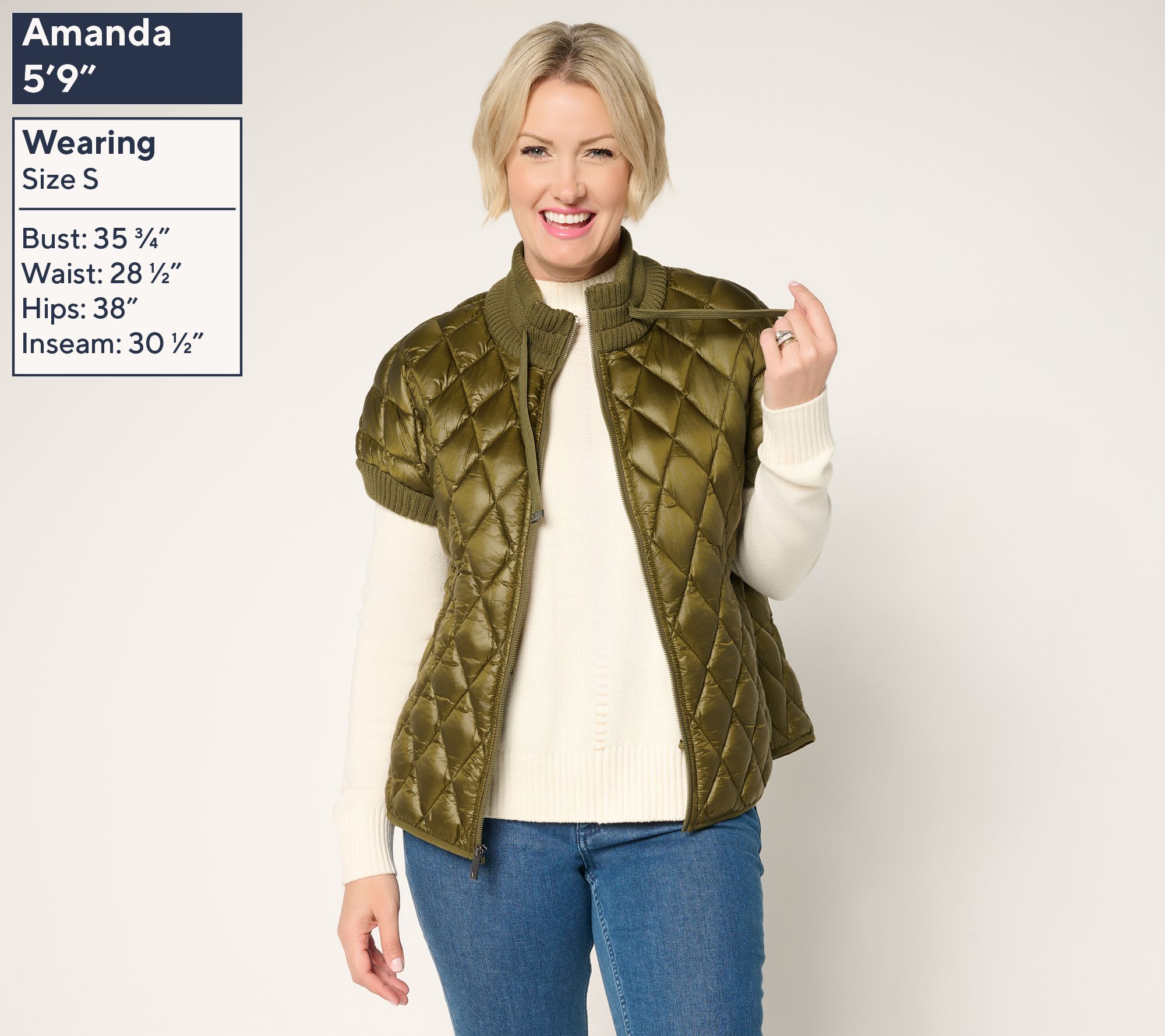 Martha Stewart Signature Diamond Quilted Short-Sleeve Jacket