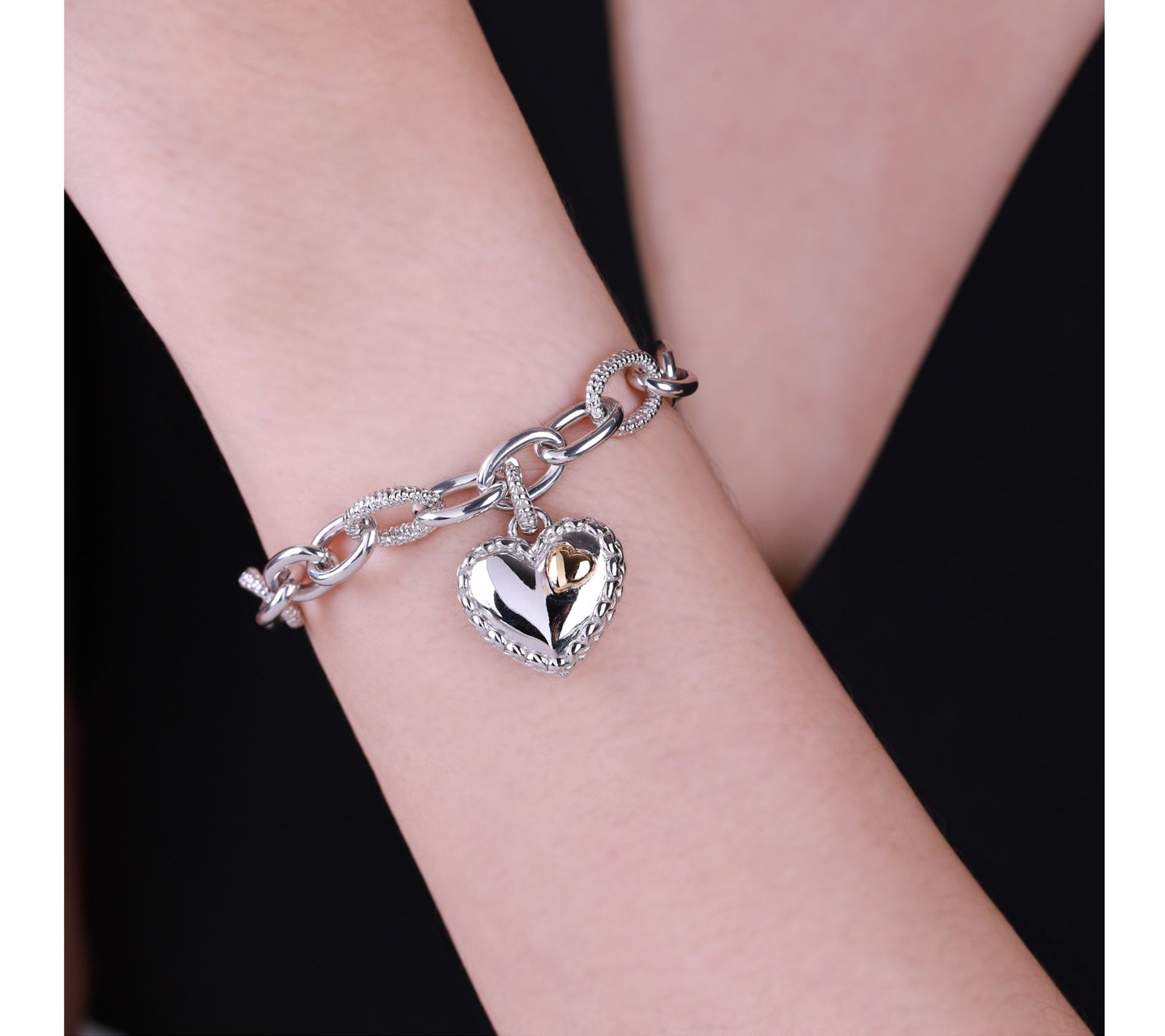 Tiffany Kay Studio Sterling & 14K Clad Heart Charm Bracelet