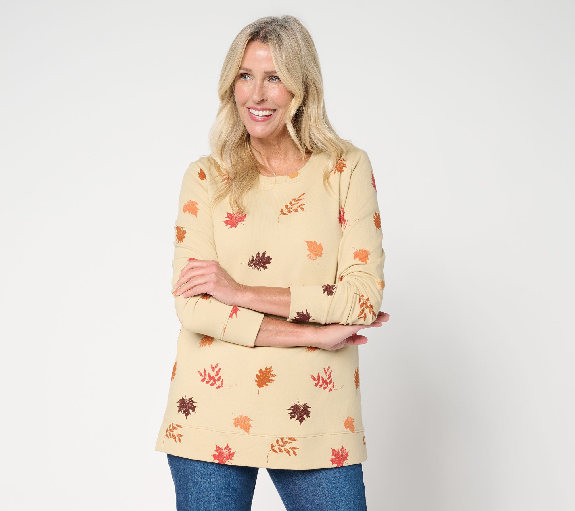 Denim & Co. Regular Printed Fall French Terry Tunic
