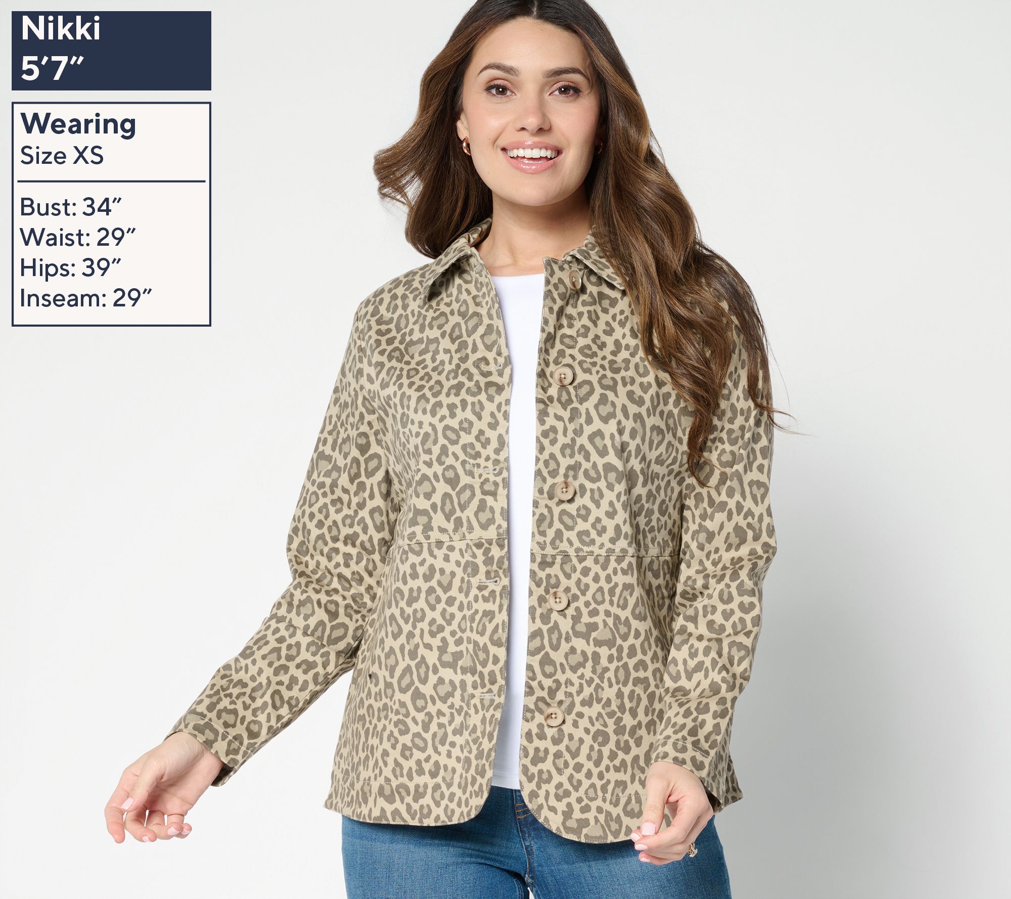 Denim & Co. Animal Print Button Front Twill Jacket with Pockets